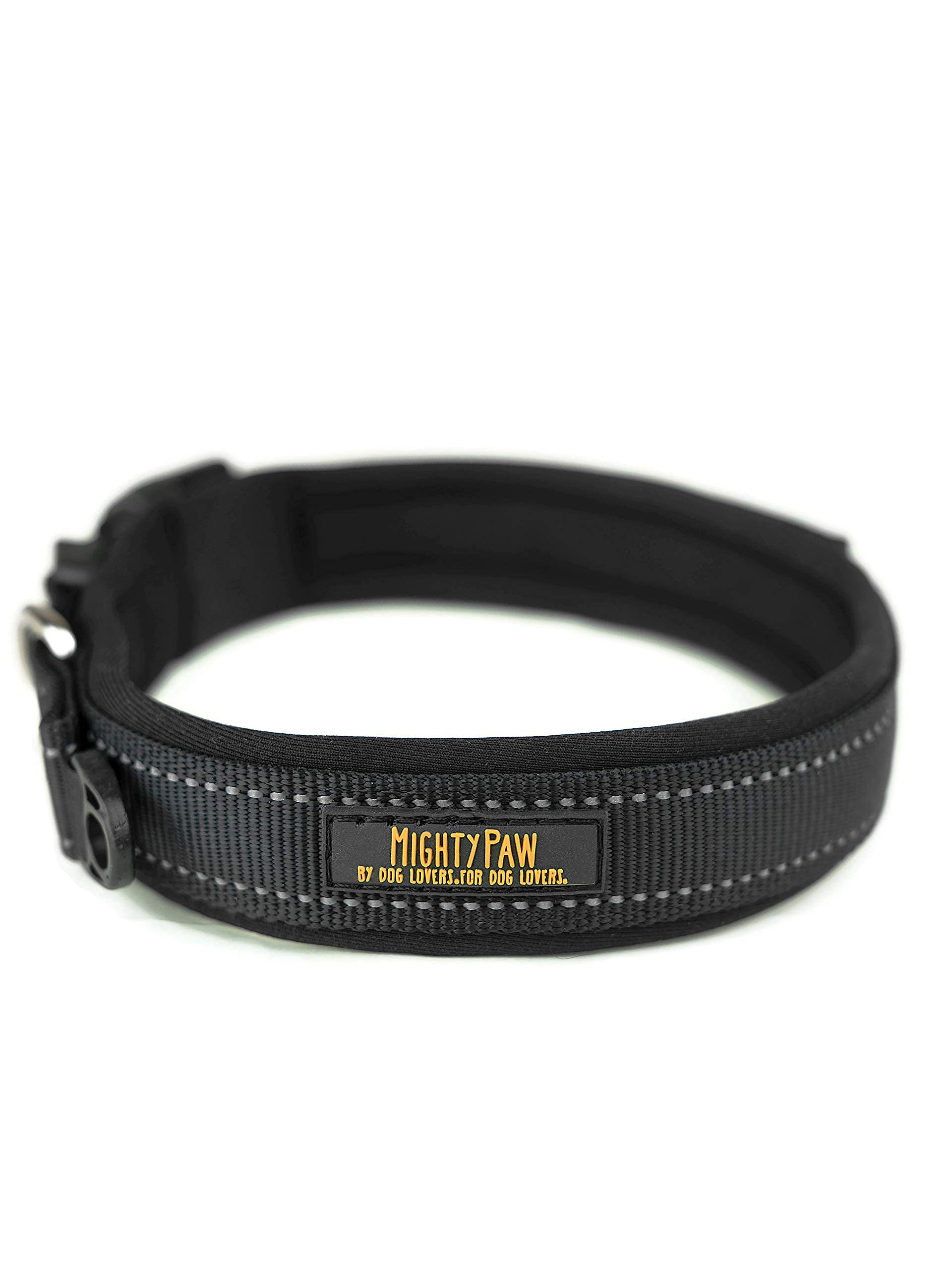 Mighty Paw Dog Collar - Neoprene Padded - Reflective For Running - Extra Comfort For Active Dogs - Active Dog - Padded Dog Collar - Comfortable Dog Collar For All Dog Breeds - Heavy Duty Dog Collar