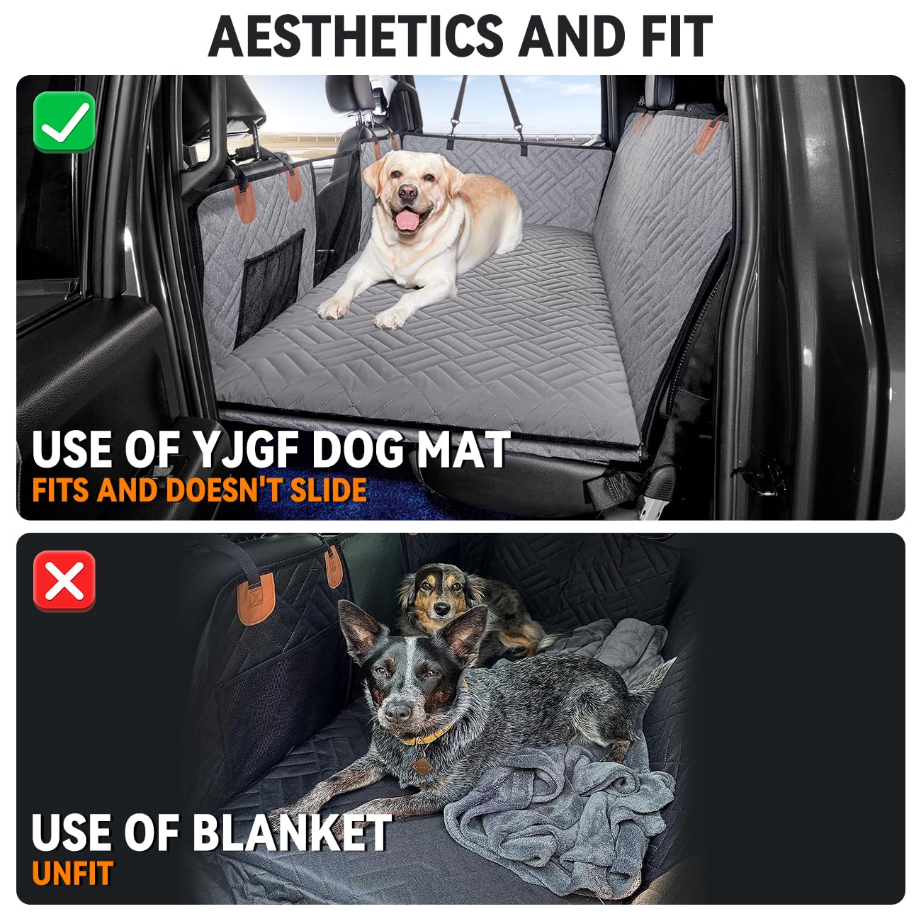 Yjgf Dog Mat For Back Seat Extender For Dogs,Dog Bed For Car,Hard Bottom Seat Cover,Pet Cover For Hammock(Gray, For Truck Back S