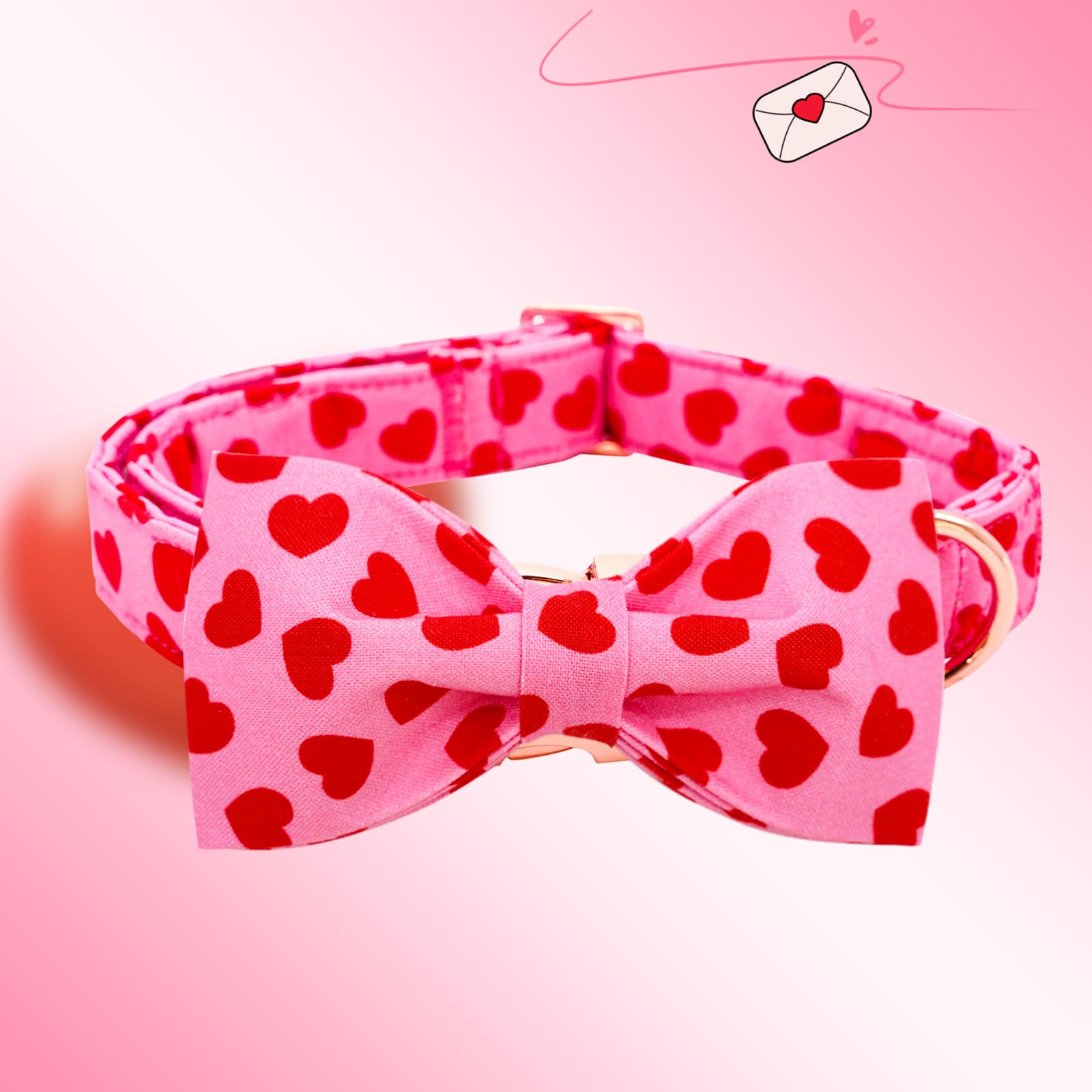 Lionheart Glory Dog Bow Collar Valentine'S Day Dog Collar For Small Dogs, Hearts Dog Collars With Bowtie Spring Dog Collar Pet C