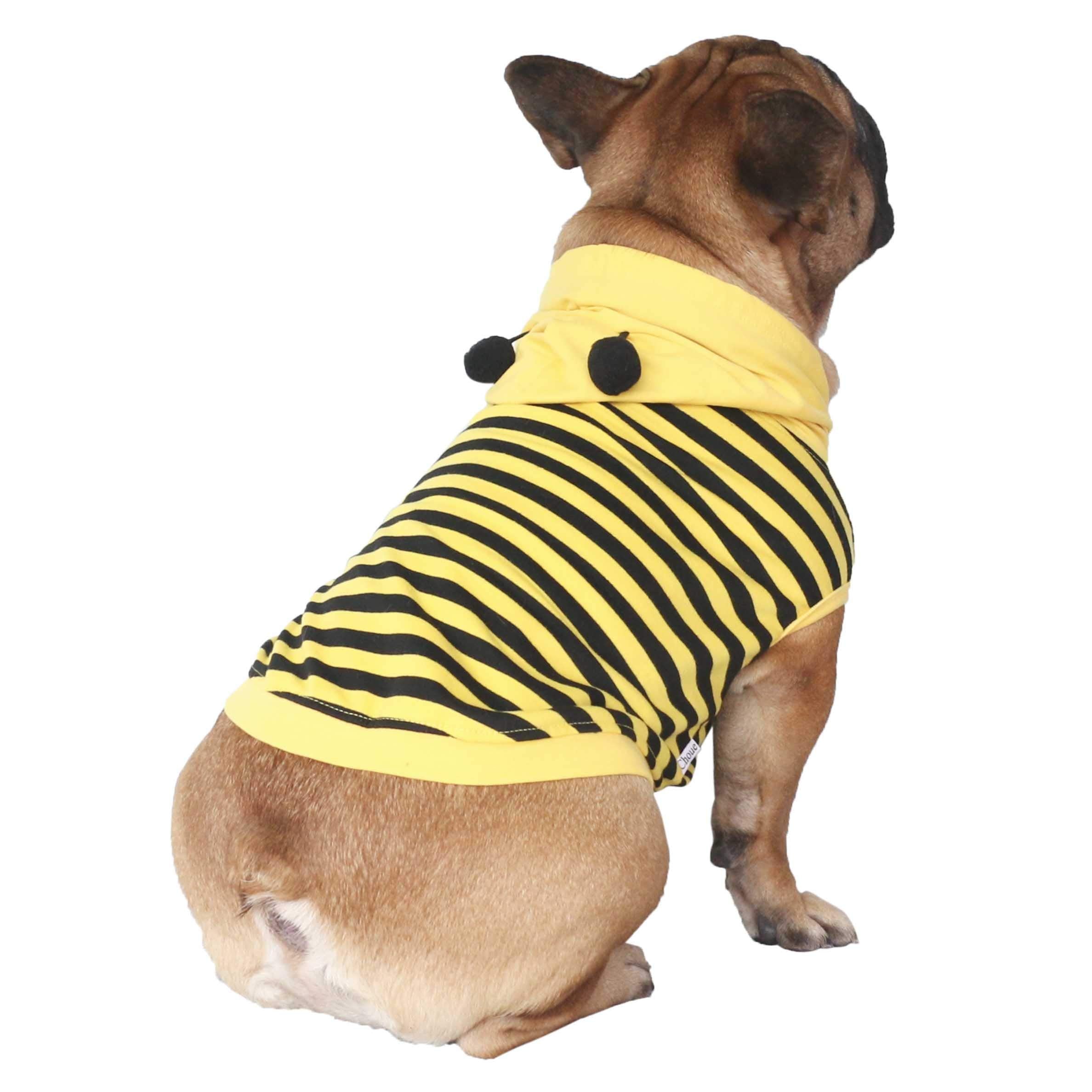 Ichoue I Am A French Bulldog Bee Honeybee Bumblebee Halloween Costumes Hoodies Sleeveless Clothes Outfits Cosplay Shirts For Small Dogs Frenchie Pug English Boston Puppy - Black And Yellow, Medium