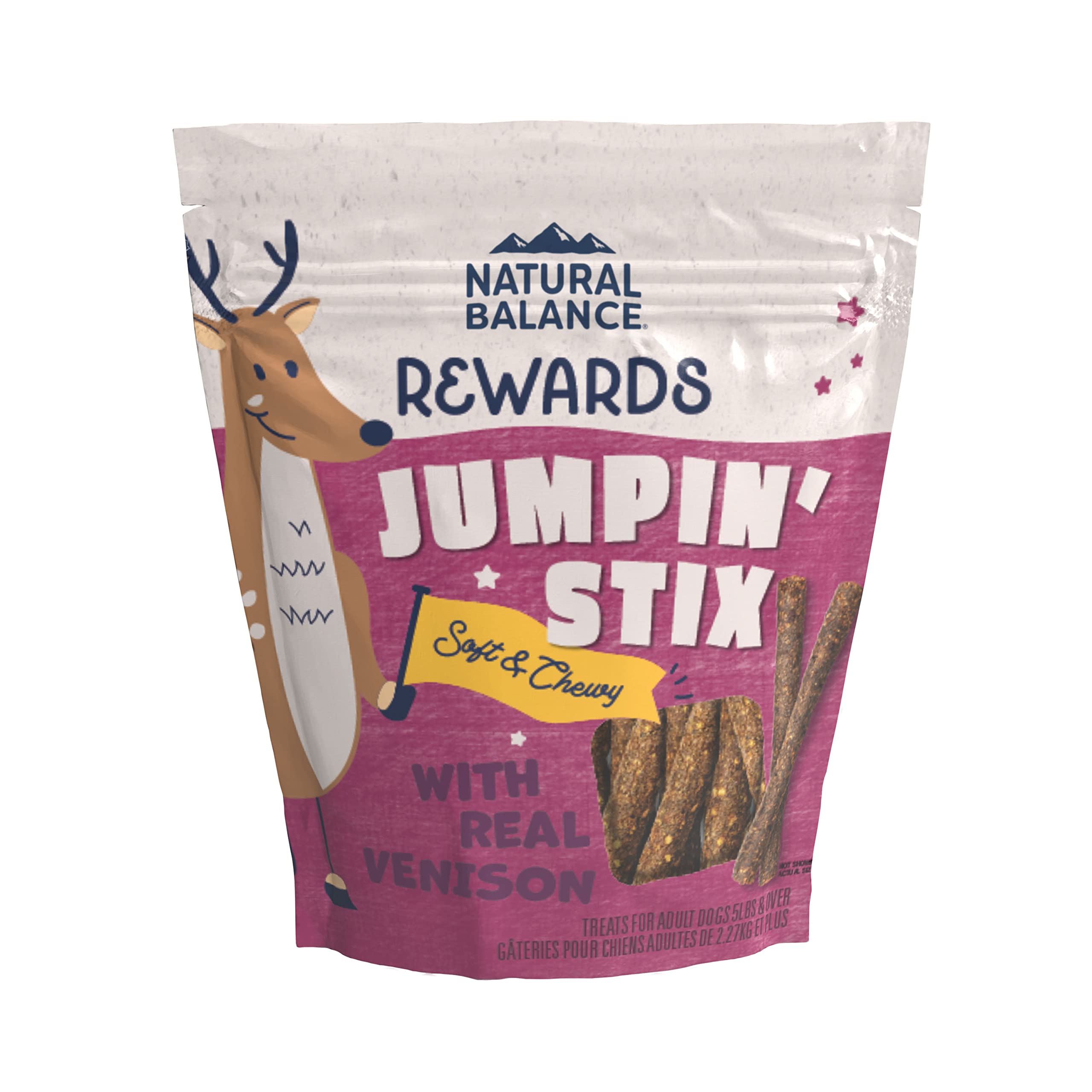 Natural Balance Limited Ingredient Rewards Jumpin Stix, Grain-Free Dog Treats for Adult Dogs of All Breeds, Venison Recipe, 10 