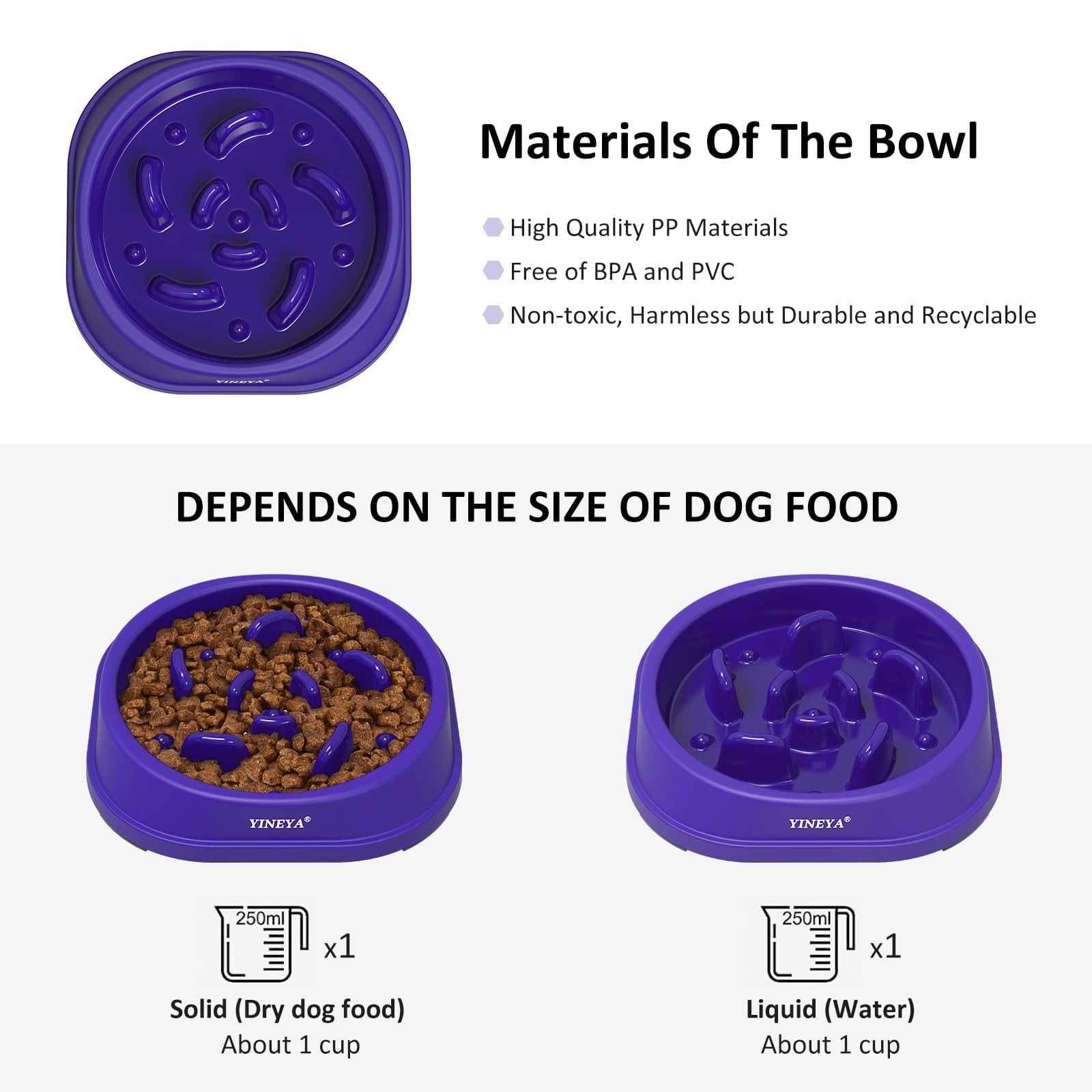 YINEYA Anti-Choking Slow Feeder Dog Bowls Small Size Dog, Slow Feeder Cat Bowl, Supplies and Puzzle for Pet
