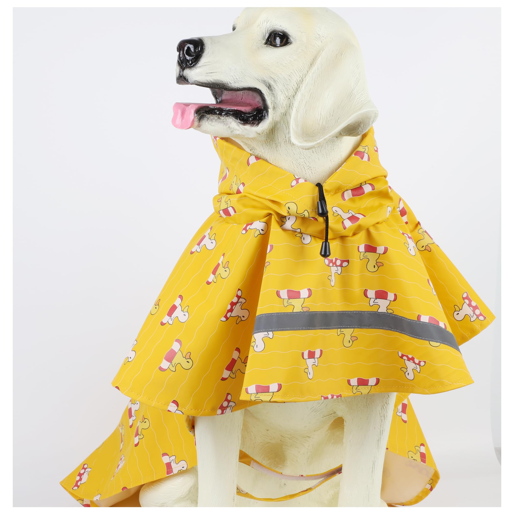 Hapee Dog Raincoats For Large Dogs With Reflective Strip Hoodie,Rain Poncho Jacket For Dogs (E5-Yellow River, M (Back Length 16'