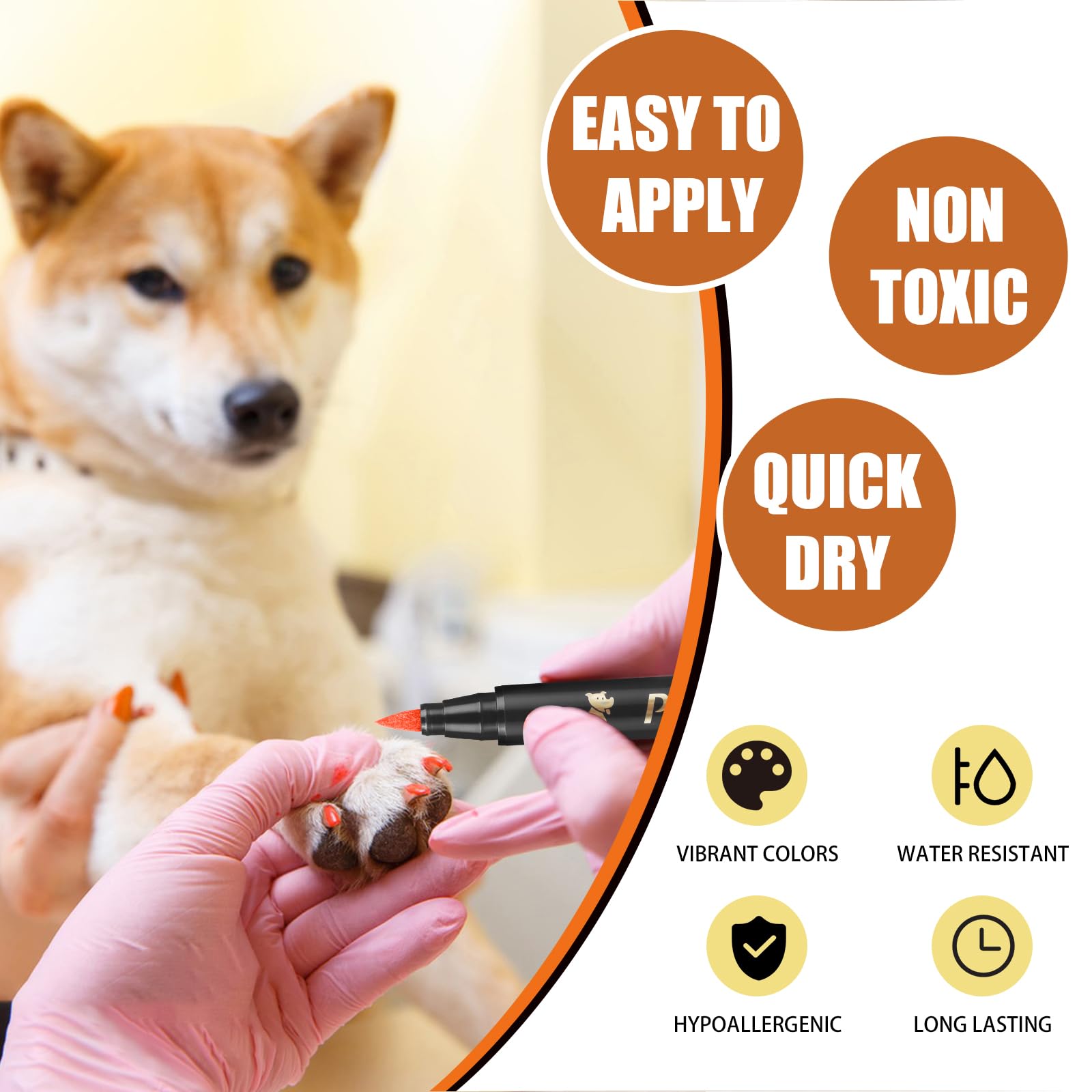 Cheloment 7 Colors Dog Nail Polish Pens Quick Dry,Dog Safe Nail Polish,Easy To Apply,Nail Polish Pens For Dogs Non Toxic,Dog Saf