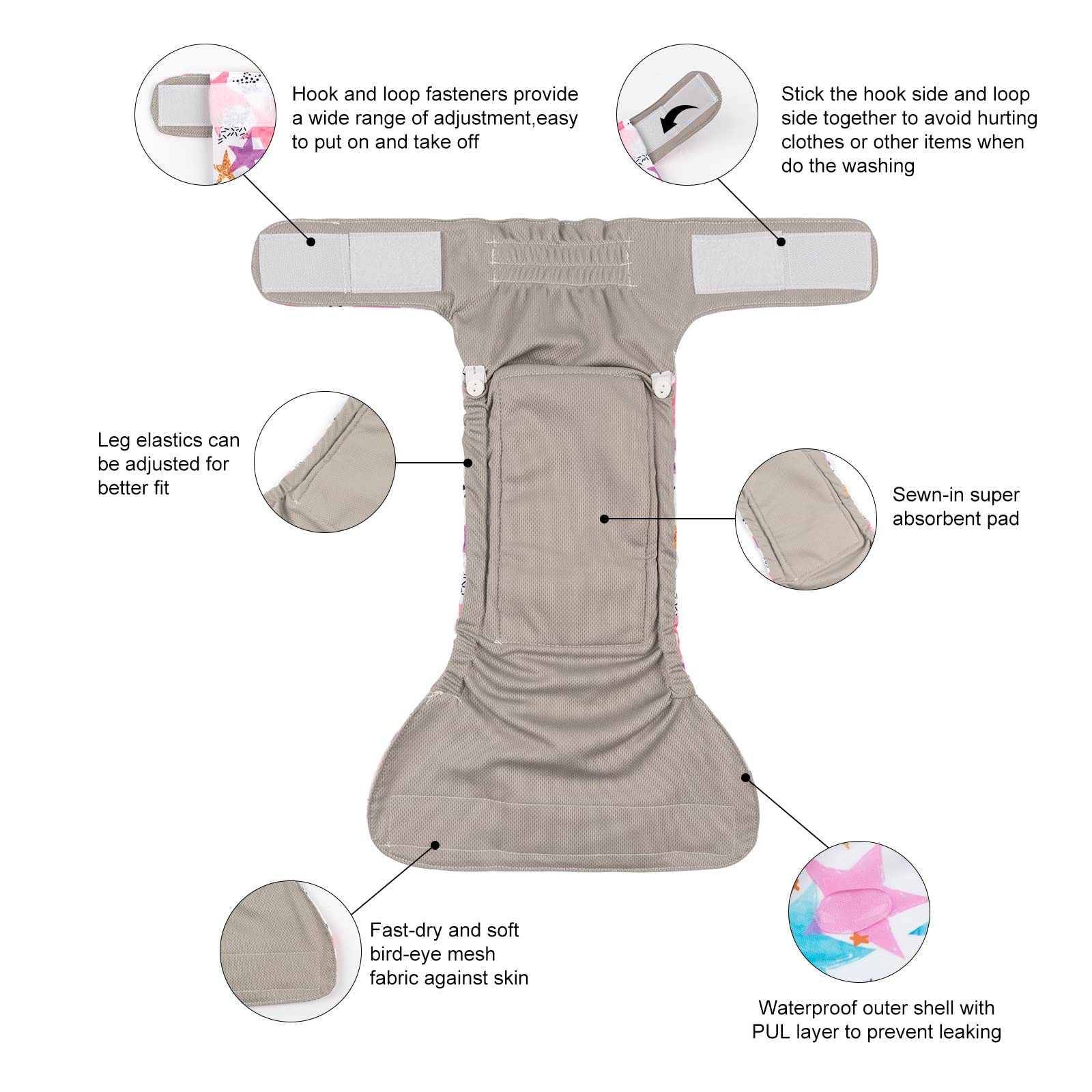 Cutebone Female Dog Diapers No Tail Hole 3 Pack Puppy Training Pants For Docked-Tail Dogs Wwd05S