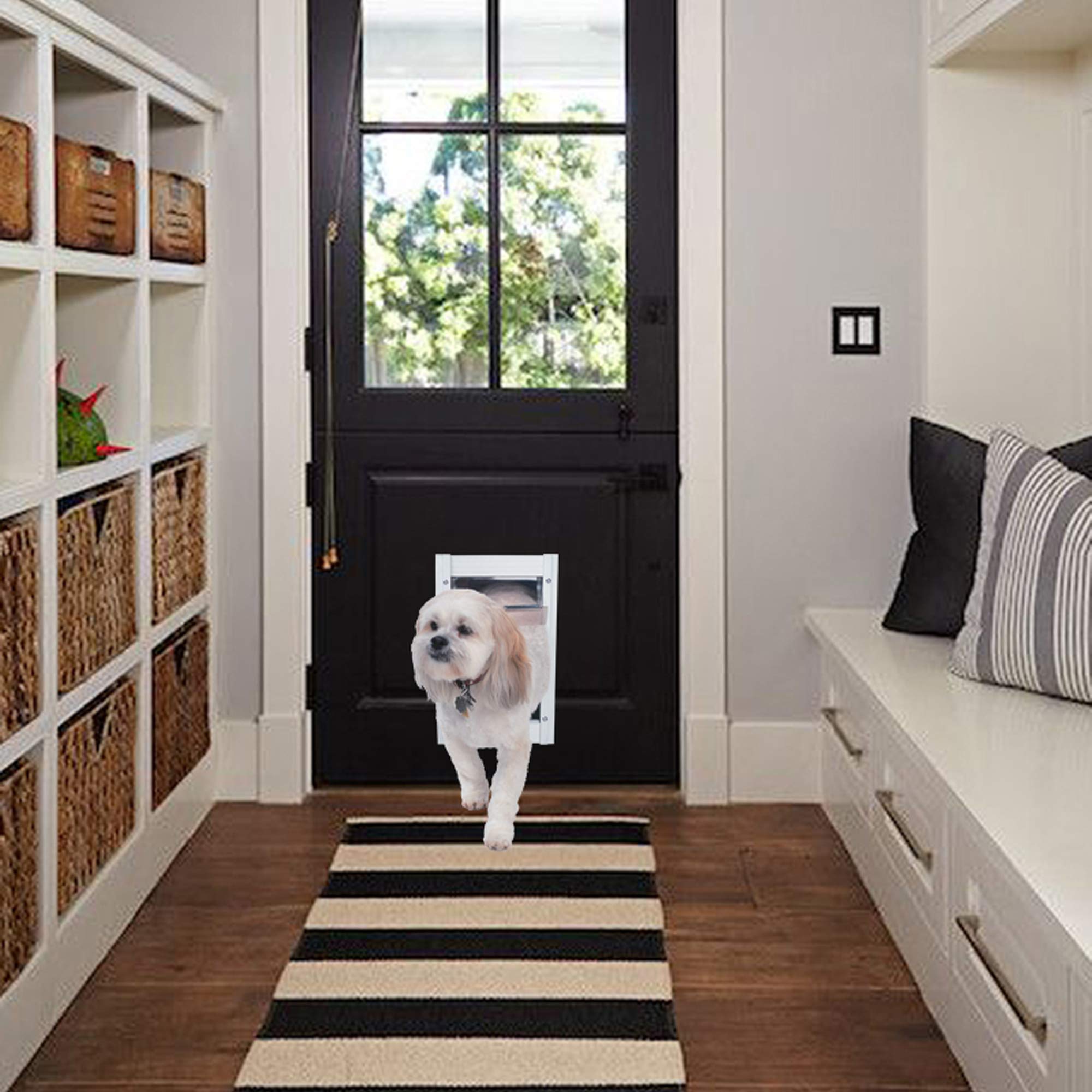 Ideal Pet Products Deluxe Aluminum Pet Door With Telescoping Frame, Medium, 7'' X 11.25'', White