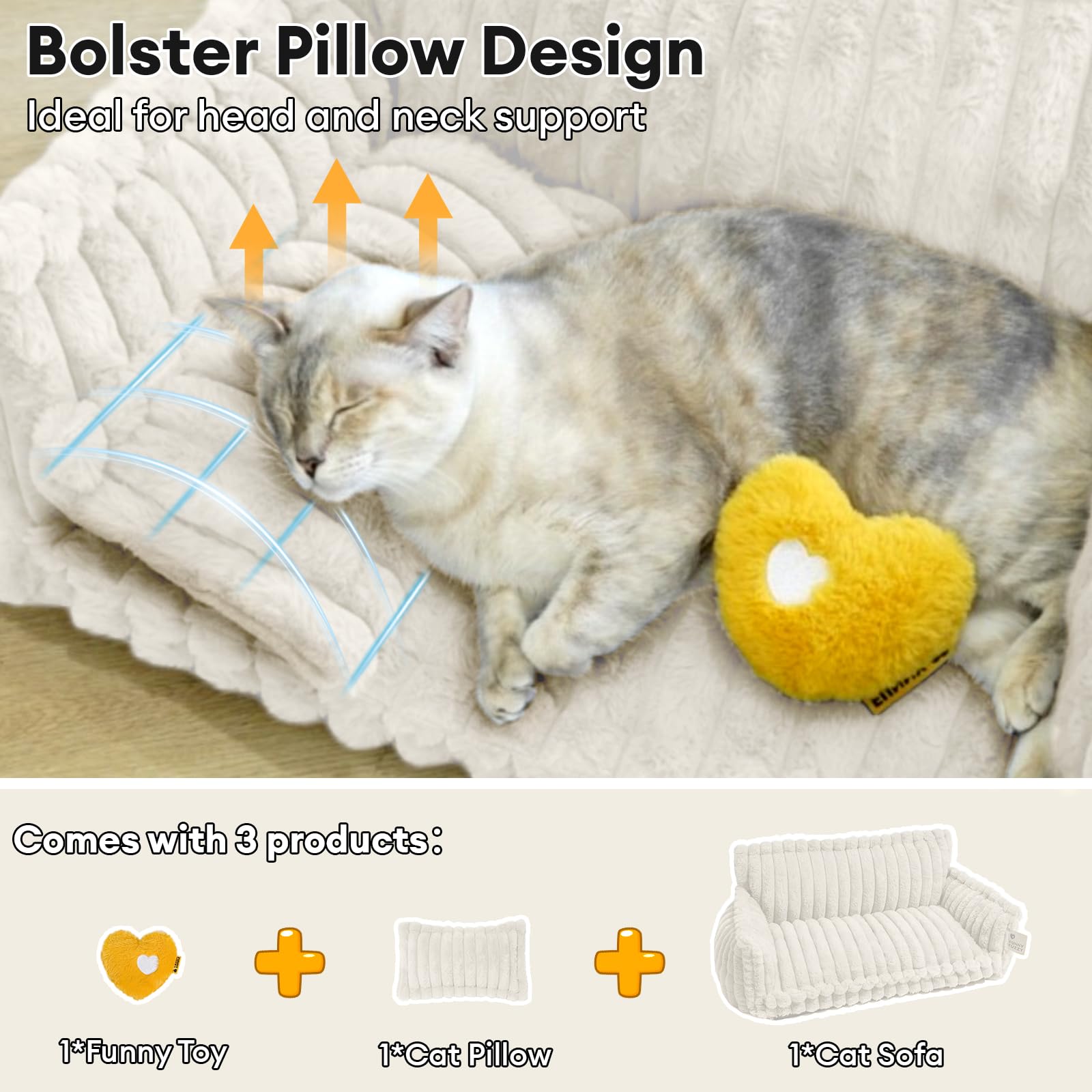 Funny Fuzzy Dog Bed For Small Dogs, Fluffy Cat Couch For Indoor Cats, Calming Couch For Pets With Removable Washable Cover Non-S