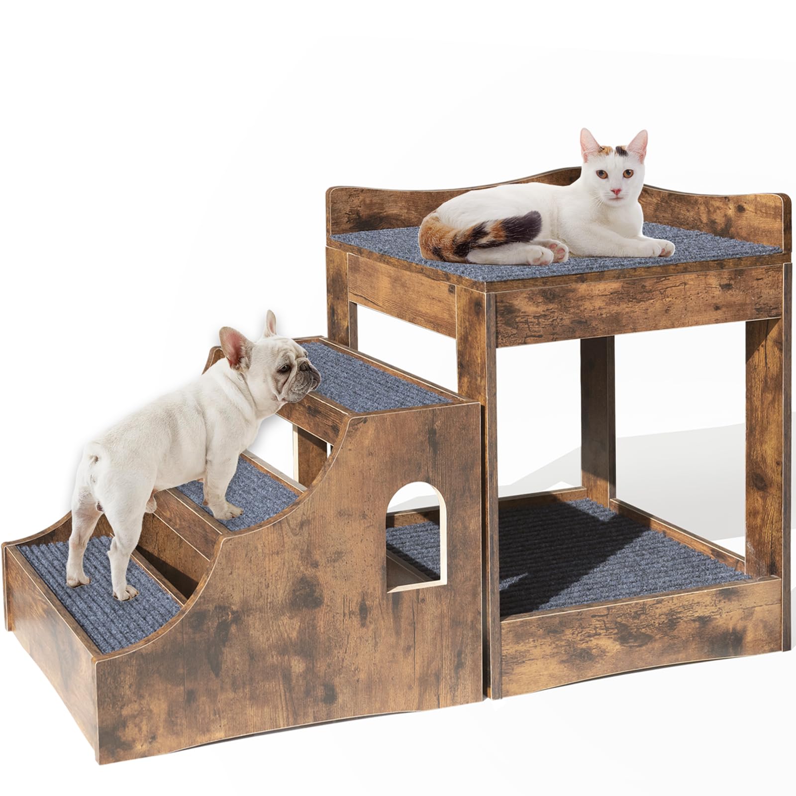 Super Large Multi-Level Pet Bunk Bed For Dog And Cat, With Stairs And Mats, Indoor Use (Large)
