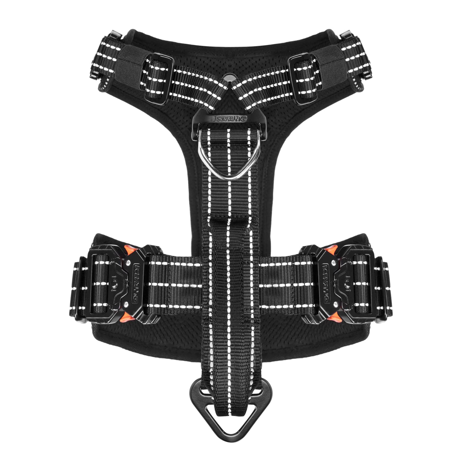 Icefang Dog Strap Harness With 4 X Metal Buckles,For Medium Sized Dog,K9 Vest,Y-Shape Chest,Adjustable Pet Harness,No-Pull Front