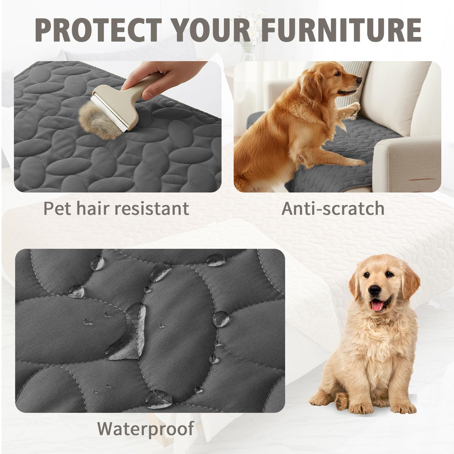 Ameritex Waterproof Pet Bed Cover Anti-Slip Dog Bed Blanket for Sofa and Furniture Waterproof New Pattern Design (Darkgrey, 30x5
