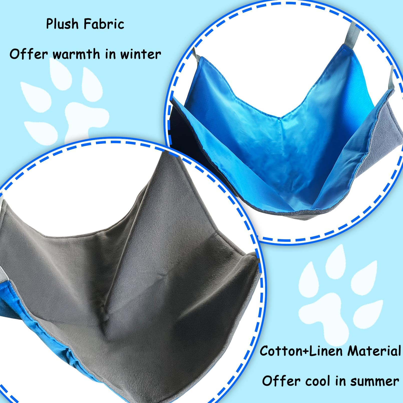 Hamiledyi Ferret Hammock For Cage, Small Animal Hammock With Plastic Swivel Clips For Ferrets, Rats, Chinchillas, Sugar Gliders,