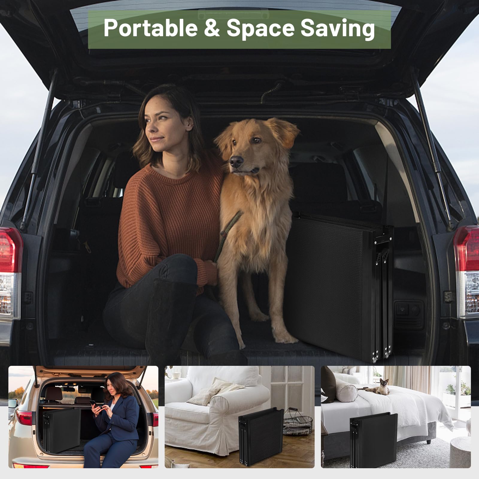 Voistino 71”L*19.7”W Extra Wide & Long Dog Ramp For Car Truck Suv, Portable Folding Pet Ramps For Small Medium Large Dogs And Cats, Lightweight Aluminum Frame, Supports Up To 155 Lbs