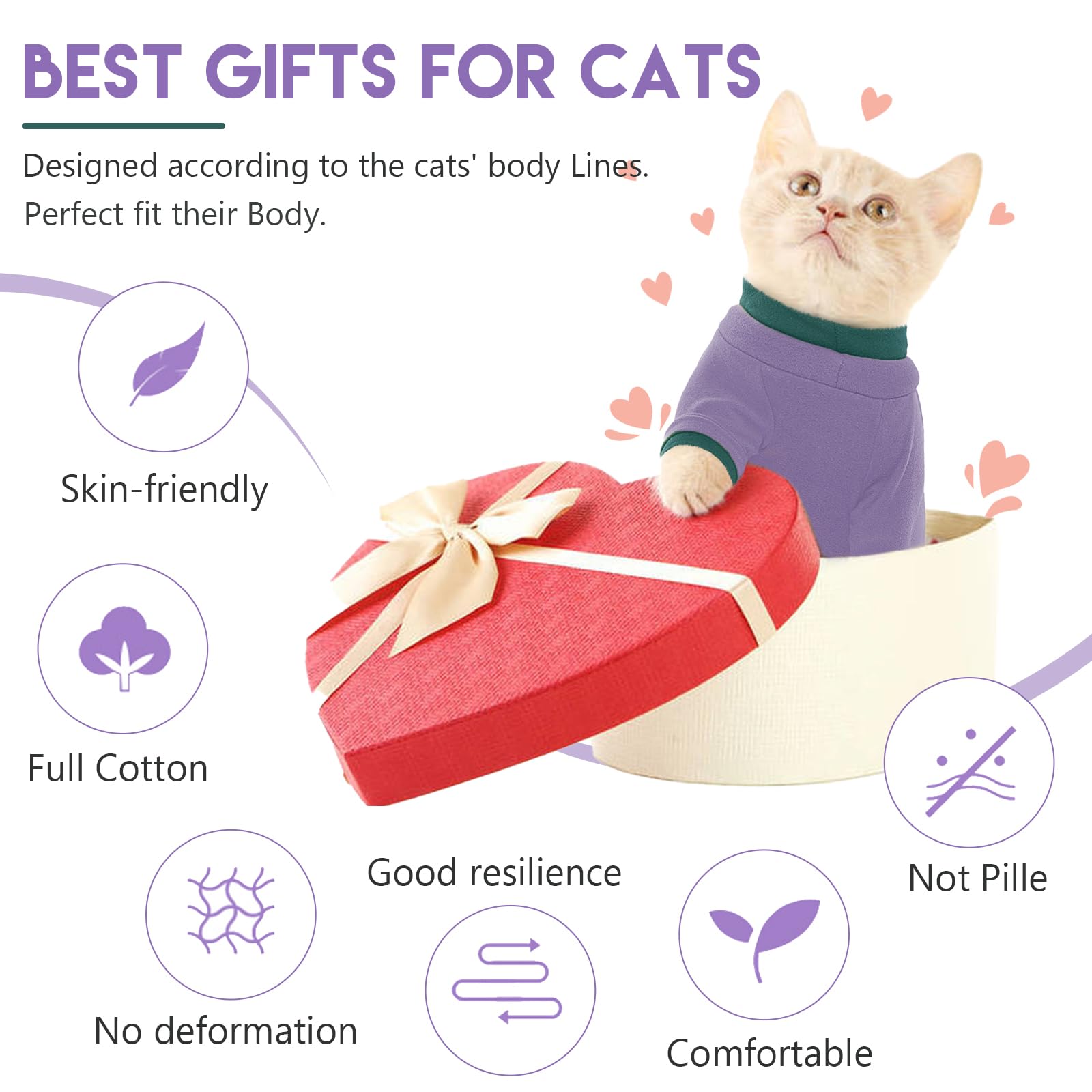 Sticky Cat Clothes Stretchy, Sphynx Hairless Sweater & Pajamas For Cats Only, Soft Cat Onesie For Cats After Surgery Female Male