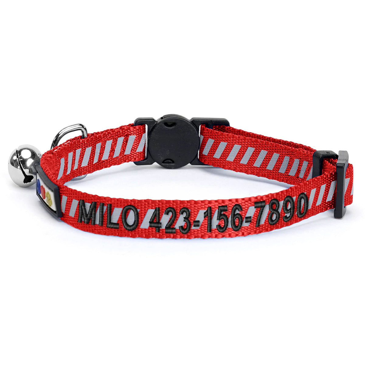 Pawtitas Personalized Cat Collar Breakaway Safety Release Buckle Adjustable Length Cat Collar Custom Embroidered For Your Pet'S Name And Phone Number Scarlet Red Cat Collar Removable Bell