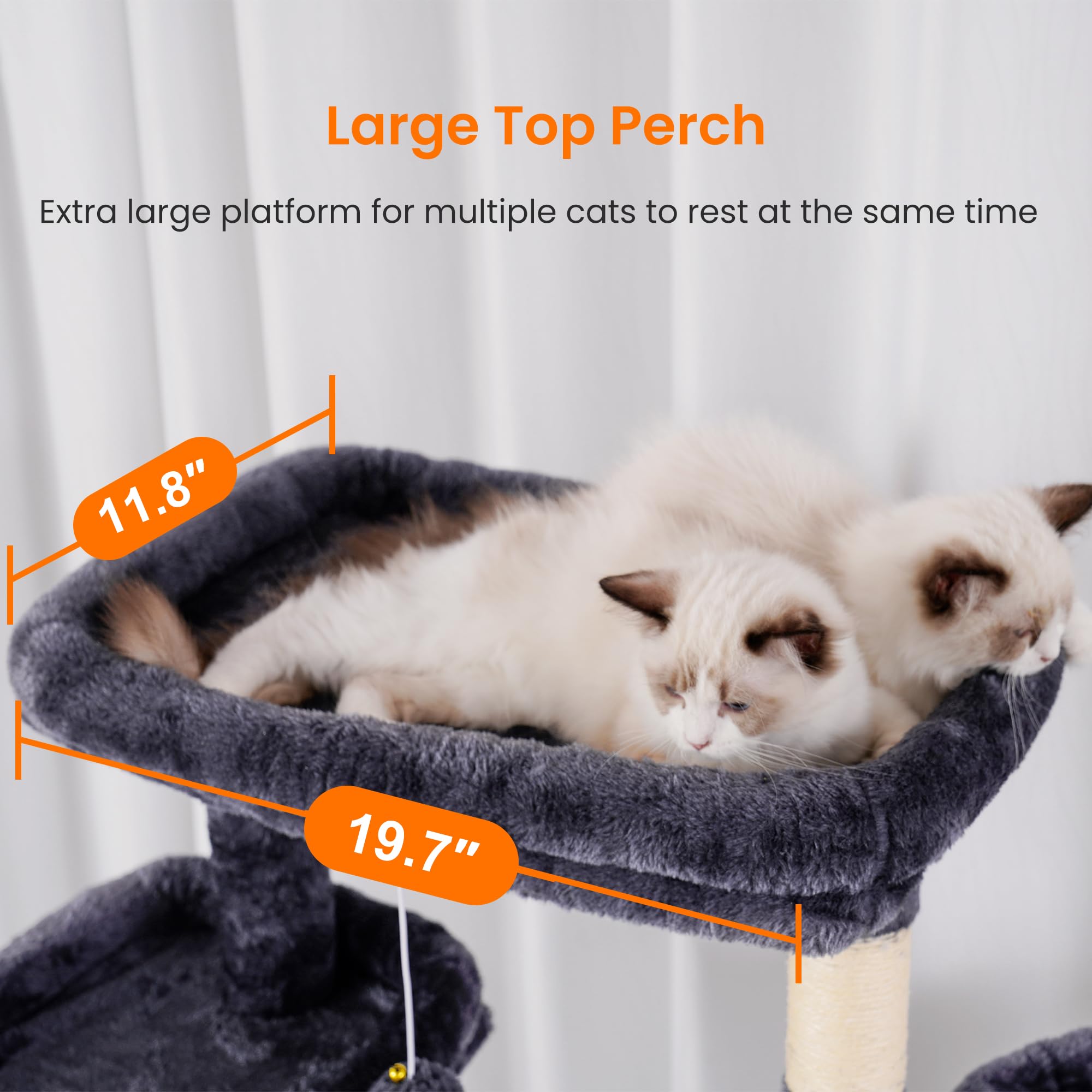 Heybly Tall Cat Tree,78 Inch Multi-Level Cat Tower For Indoor Cats,2 Widened Plush Perches Cat Condo With Scratching Board And B
