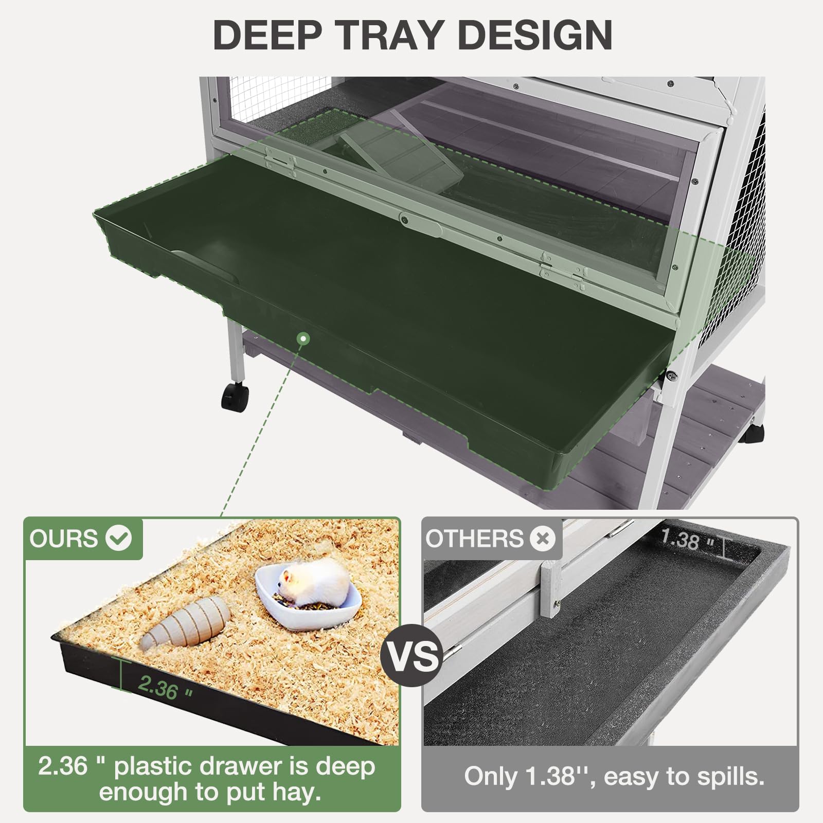 Medehoo Guinea Pig Cage, Moveable Metal Frame Hamster Cage Anti-Chewing With Aluminium Alloy Edge, Hideouts, Ramps, Seesaws Chew