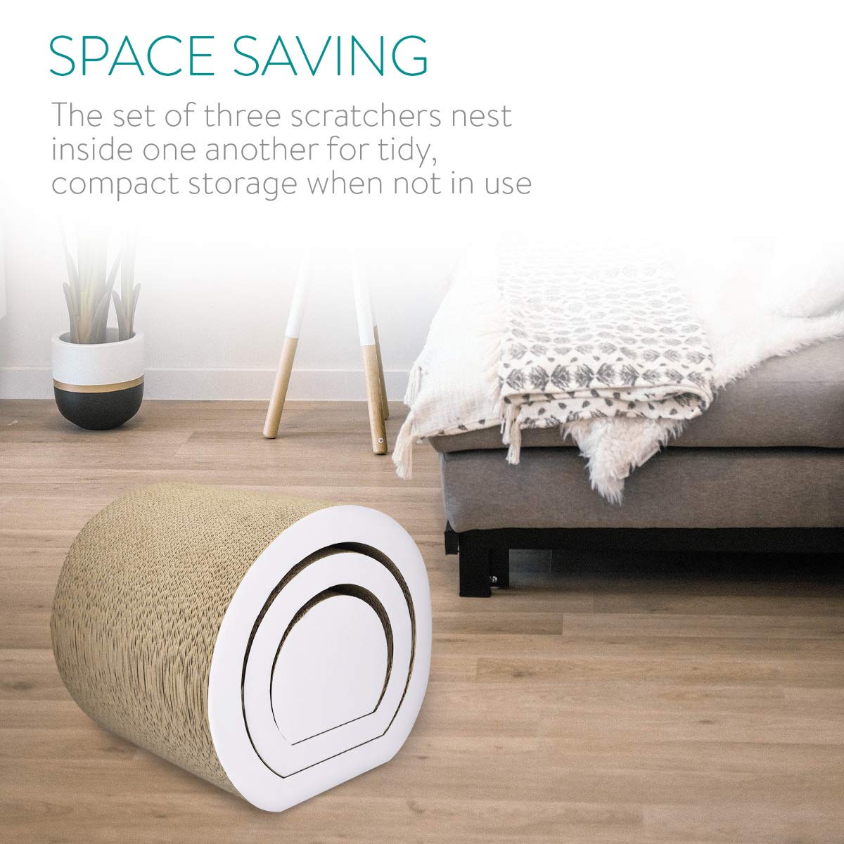 Navaris Cat Tunnel Scratcher Set (3-Pieces) - Corrugated Cardboard Paper Scratching Board Tubes And Roll Toy For Cats - Scratch, Lounge, Hide And Play