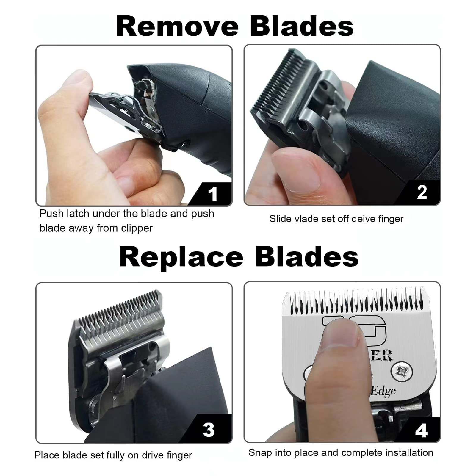 DODAER 13pcs Pet Dog Grooming Clipper Stainless Steel Blade Kit,Compatible with Andis/Oster A5,Wahl KM10 Series Clippers(size 40