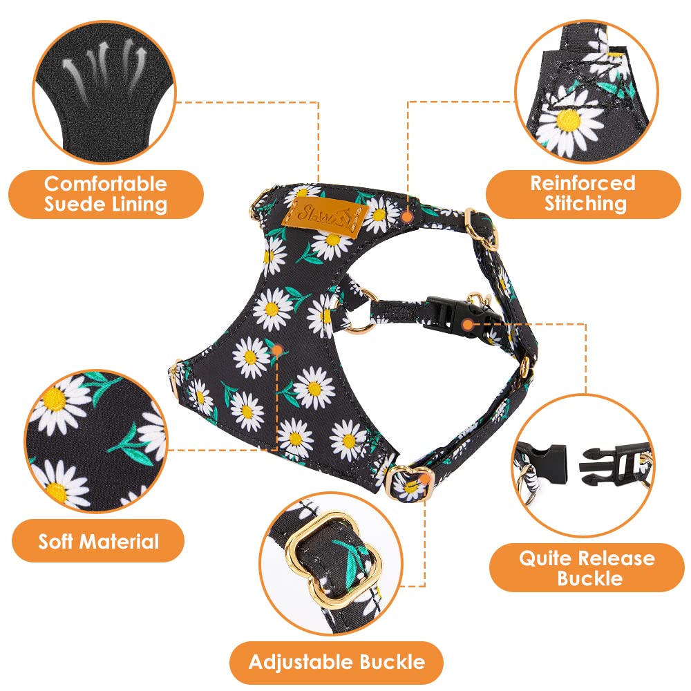 Lukovee Puppy Harness And Leash Set, No Pull Adjustable Lightweight Soft Suede Pet Harness Vest With Snap Buckle For Puppy Small