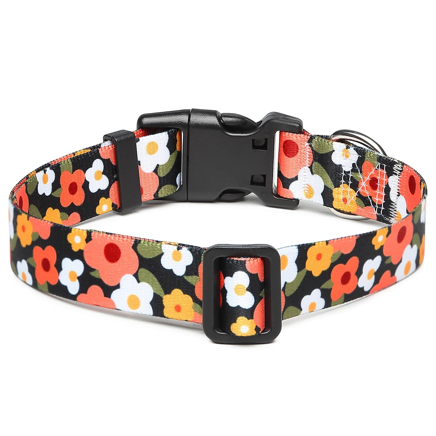 Suredoo Adjustable Dog Collar With Patterns, Ultra Comfy Soft Nylon Breathable Pet Collar For Small Medium Large Dogs (L, Floral