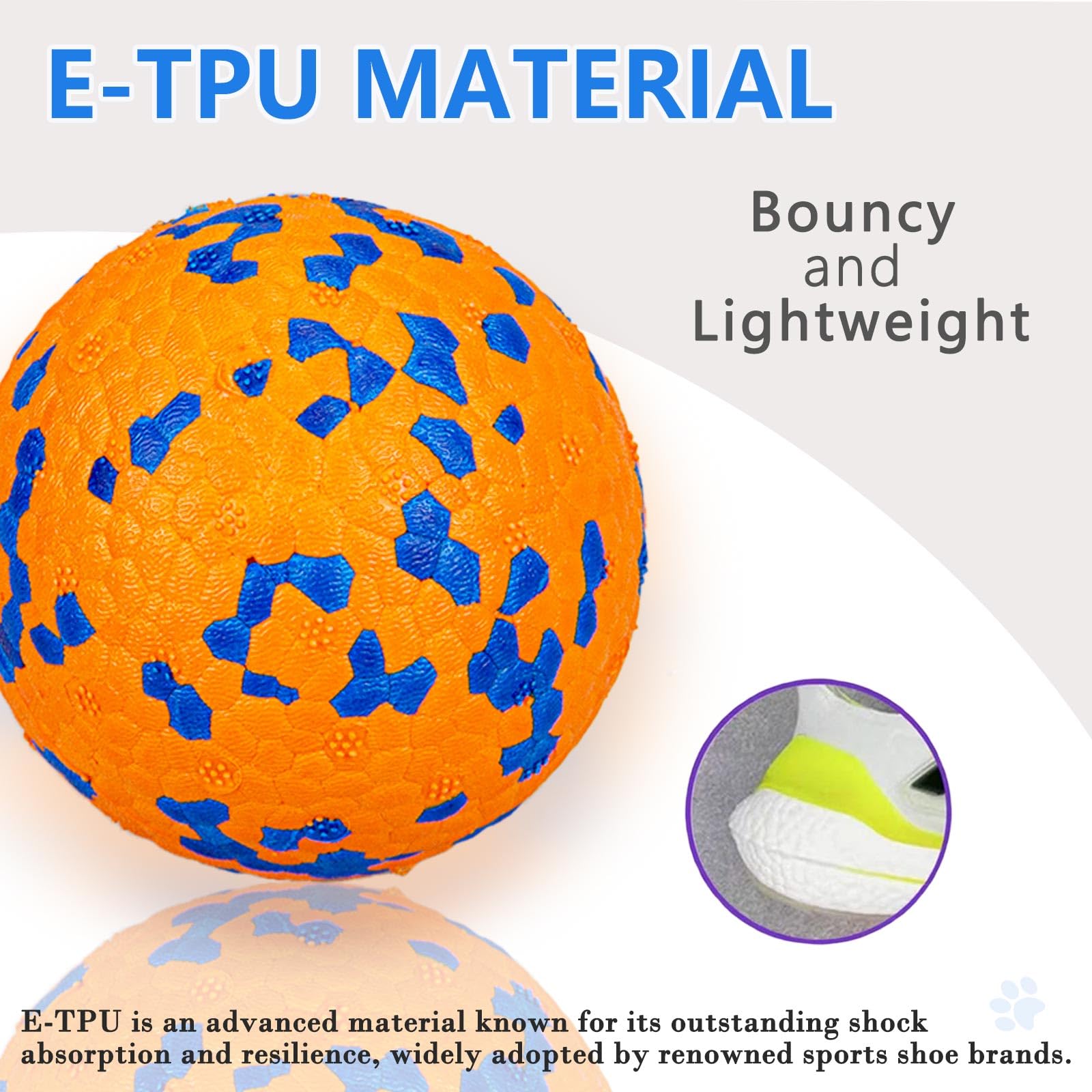 Poupua Dog Tennis Balls For Aggressive Chewers, Indestructible Dog Balls For Fetch Game, Durable Bouncy Lightweight Floating Toy