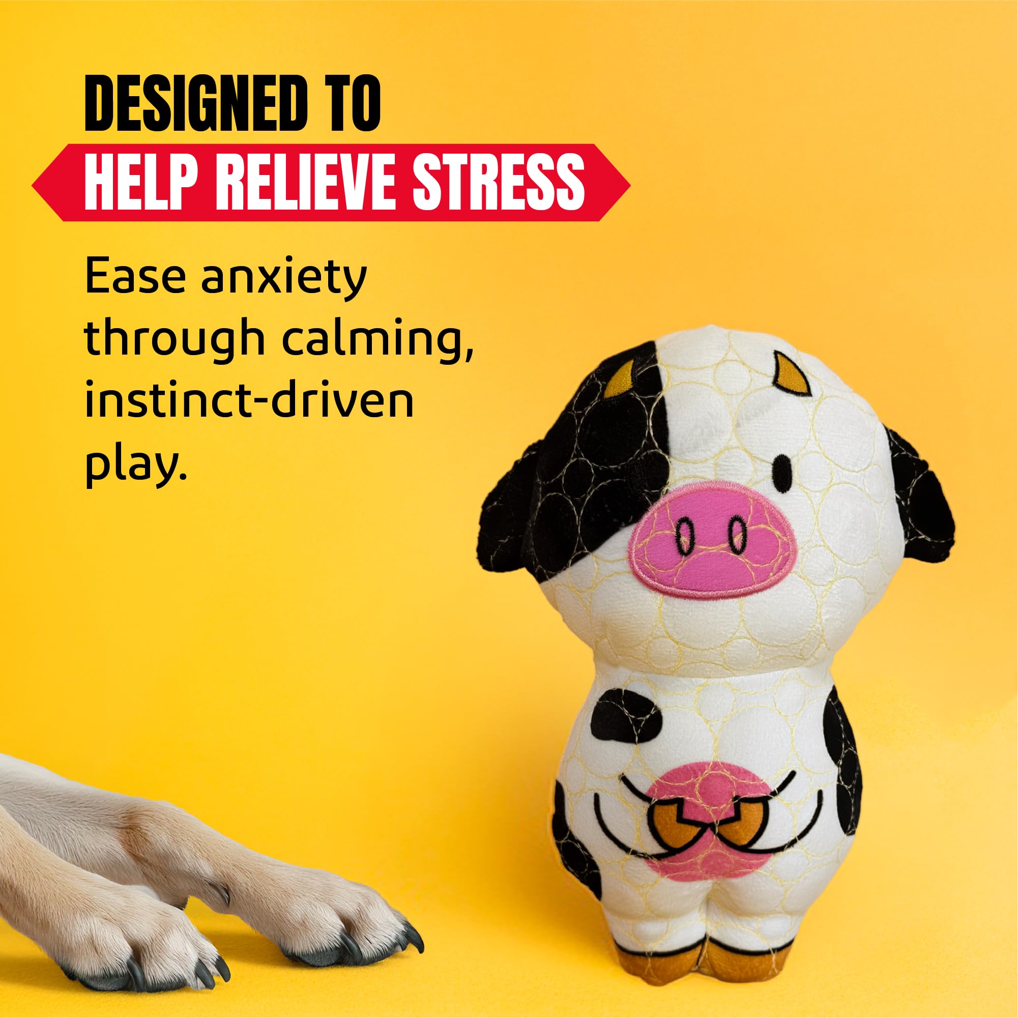 Bite Force -Durable & Strong Dog Toy Cow with Squeaker, Kevlar-Reinforced for Aggressive Chewers for Small Medium Large Dogs - W