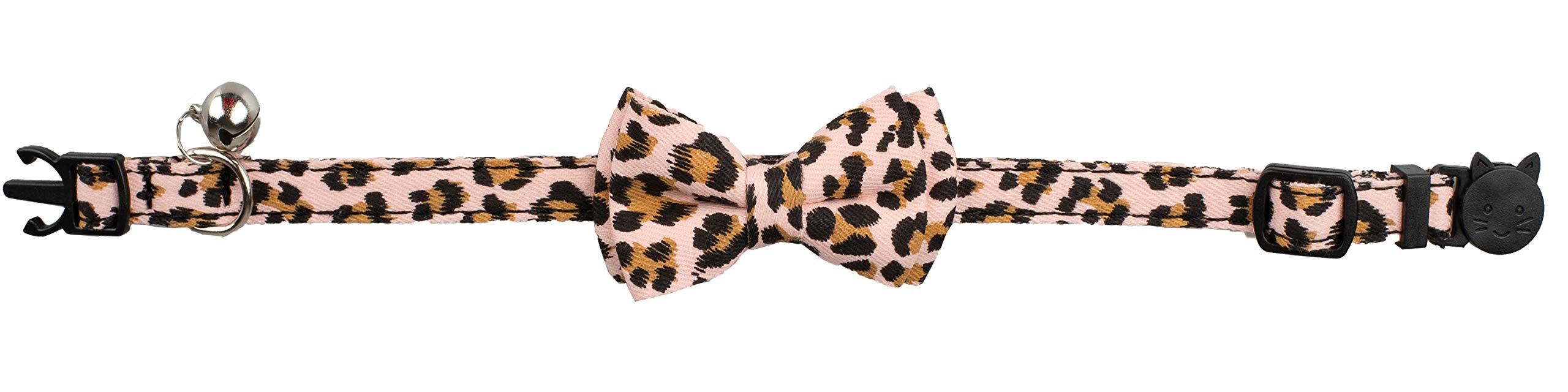 Gyapet Cat Collar Pink With Bowtie Bell Safety Breakaway Kitten 7-11In Dot Colorful Adjustable Leopard-Pink