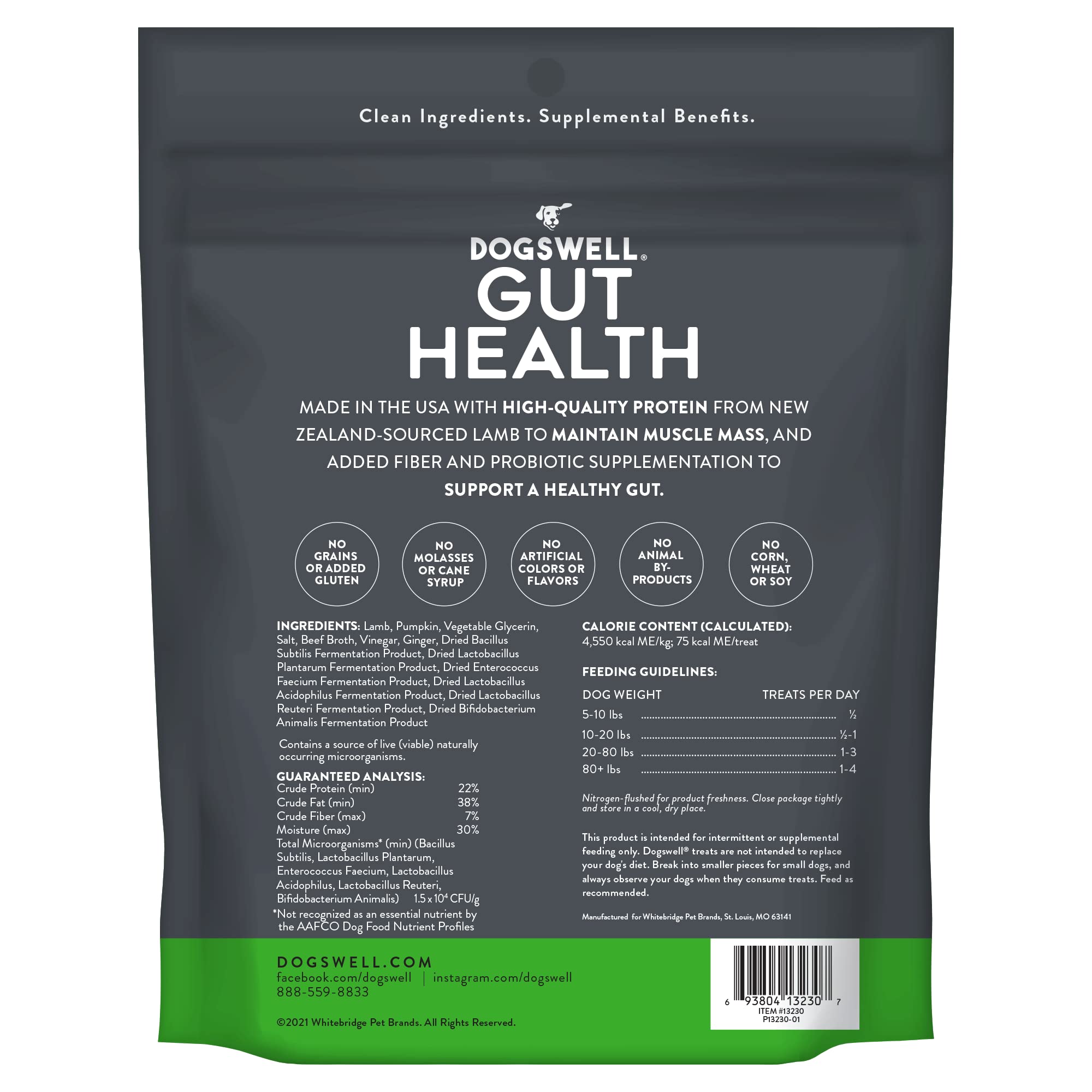 Dogswell Dog Gut Health Jerky Grain Free Lamb 10Oz