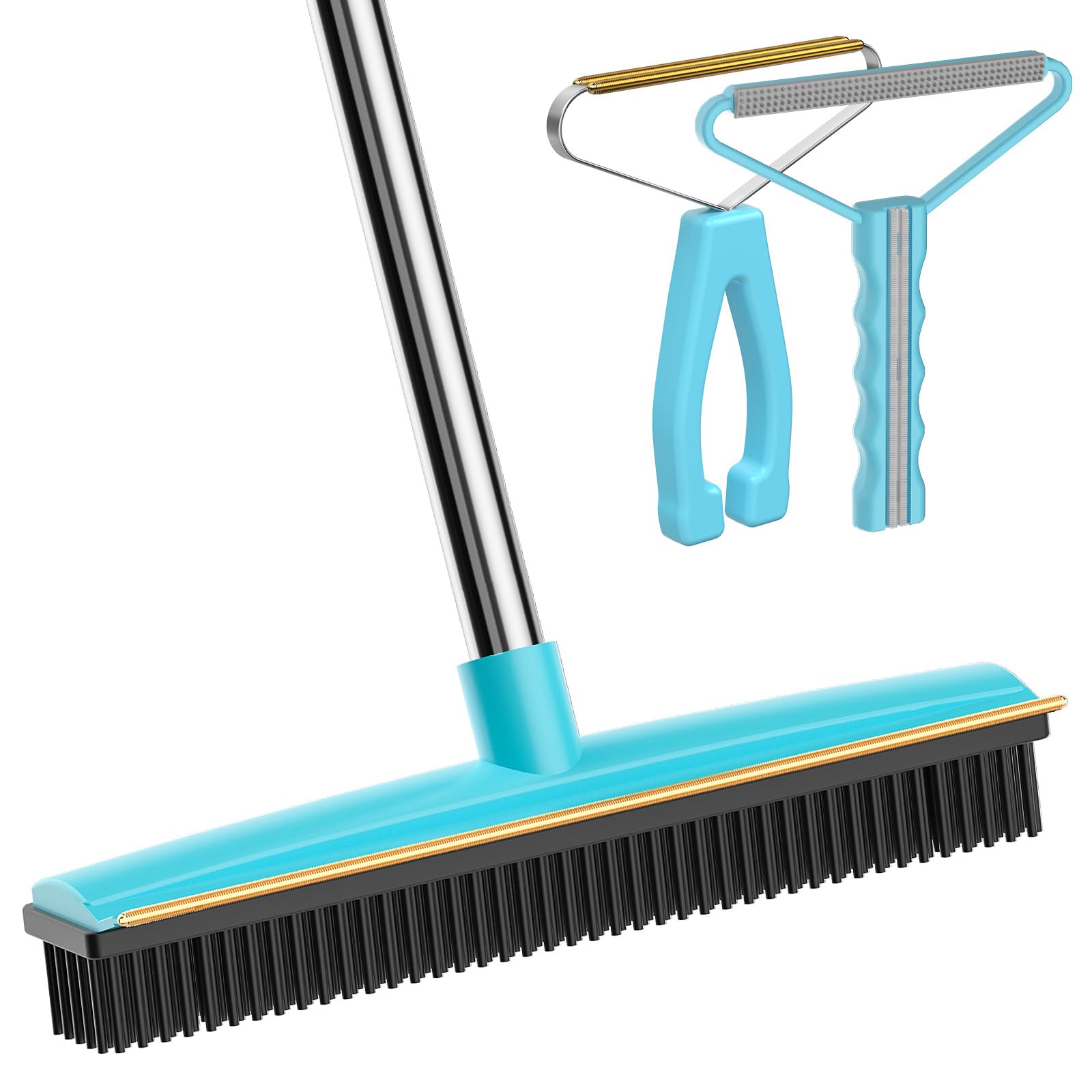 SOCCSO Carpet Rake - 60'' Long Handle Pet Hair Removal with Metal Fabric Edge Design,Carpet Broom,Carpet Rake for Carpets, Rugs,