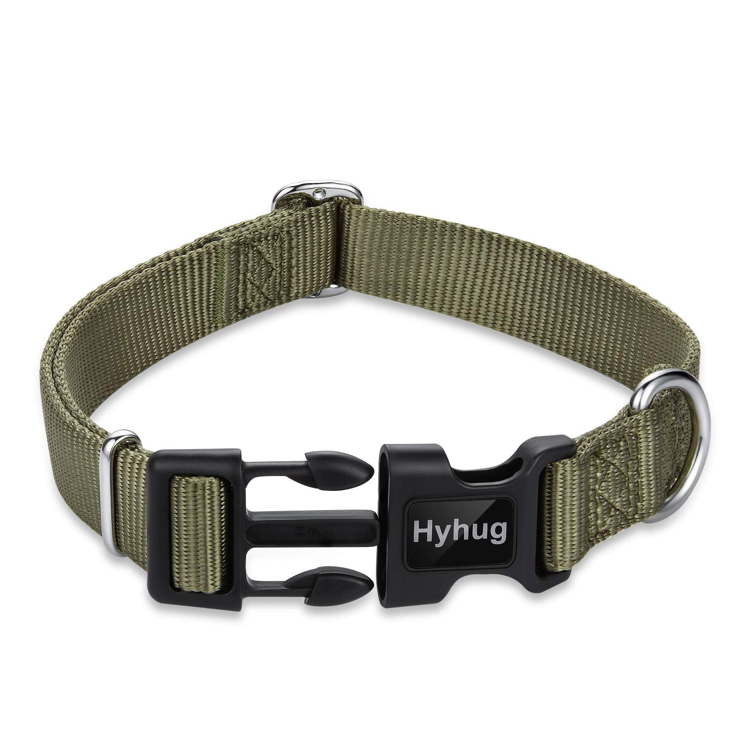 Hyhug Pets Classic Regular Heavy Duty Nylon Dog Basic Collar For Medium Dogs Daily Use Walking Jogging. (Medium, Military Green)