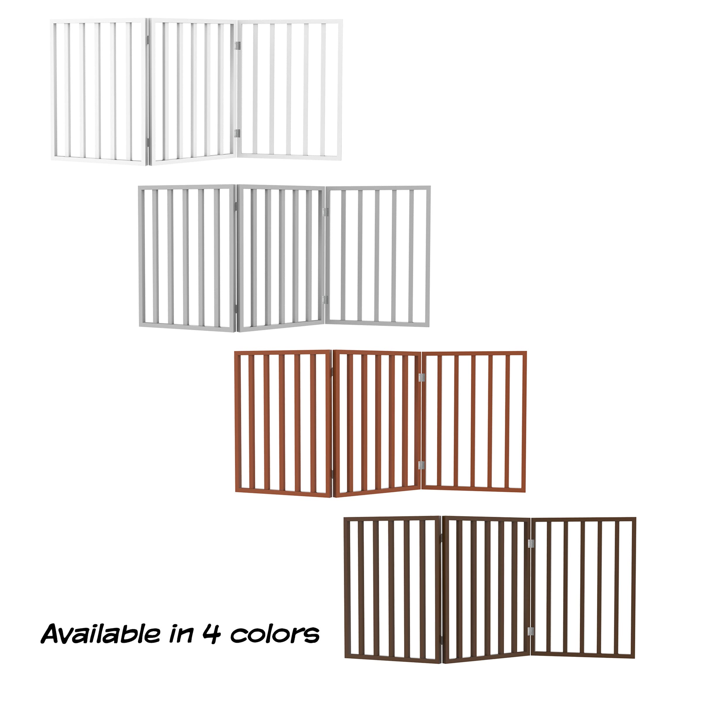 Petmaker Pet Gate - Dog Gate For Doorways, Stairs Or House- Freestanding, Folding, Accordion Style, Wooden Indoor Dog Fence (24-Inch, White)