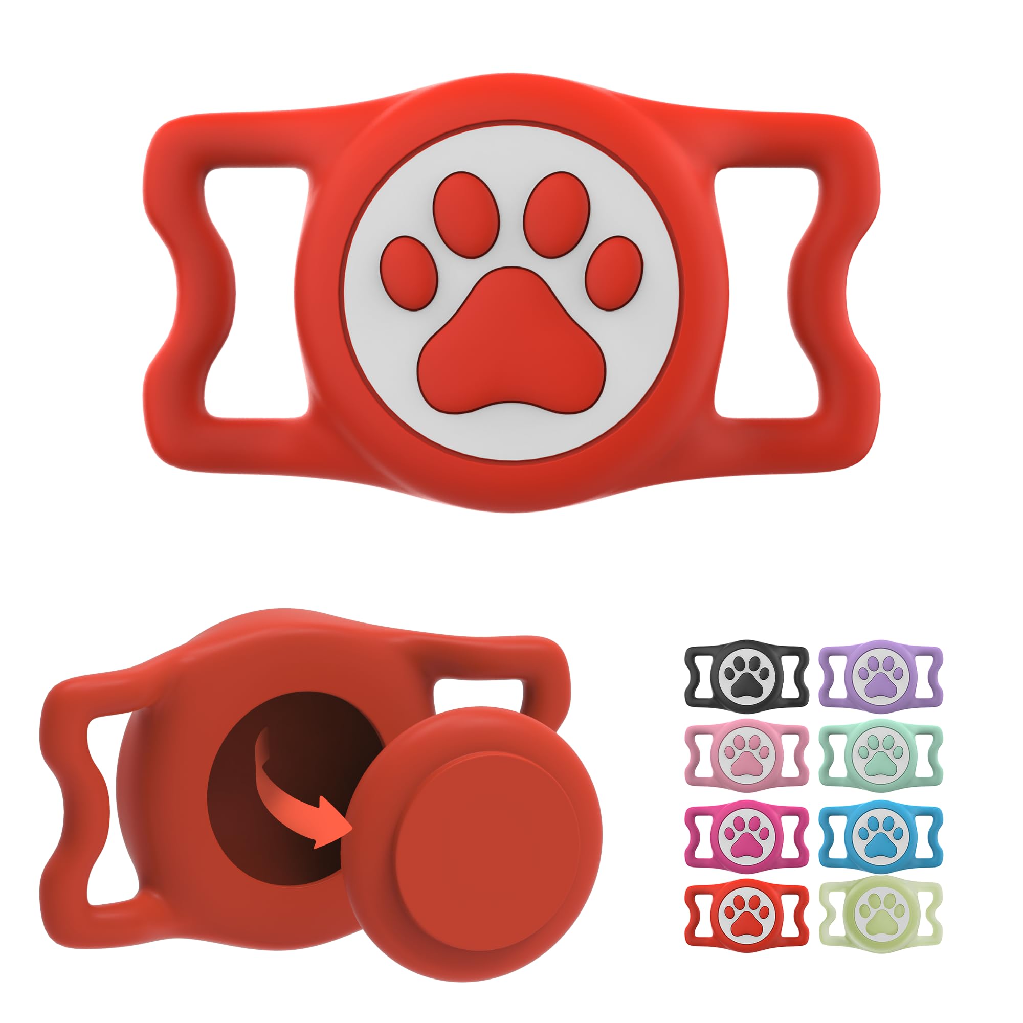 Ilfindyou Waterproof Airtag Dog Collar Holder For Apple Air Tag, Silicone Dog Airtag Holder For Dogs & Cat Collars(Red)