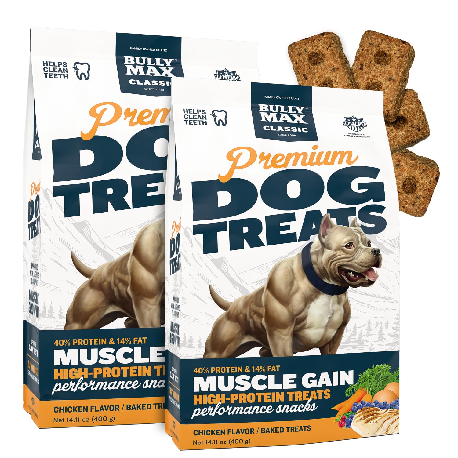 Bully Max Premium High Protein Dog Treats for Puppy & Adult Dogs - Training Dog Food Treats with 40% Protein, Real Meat, Veggies