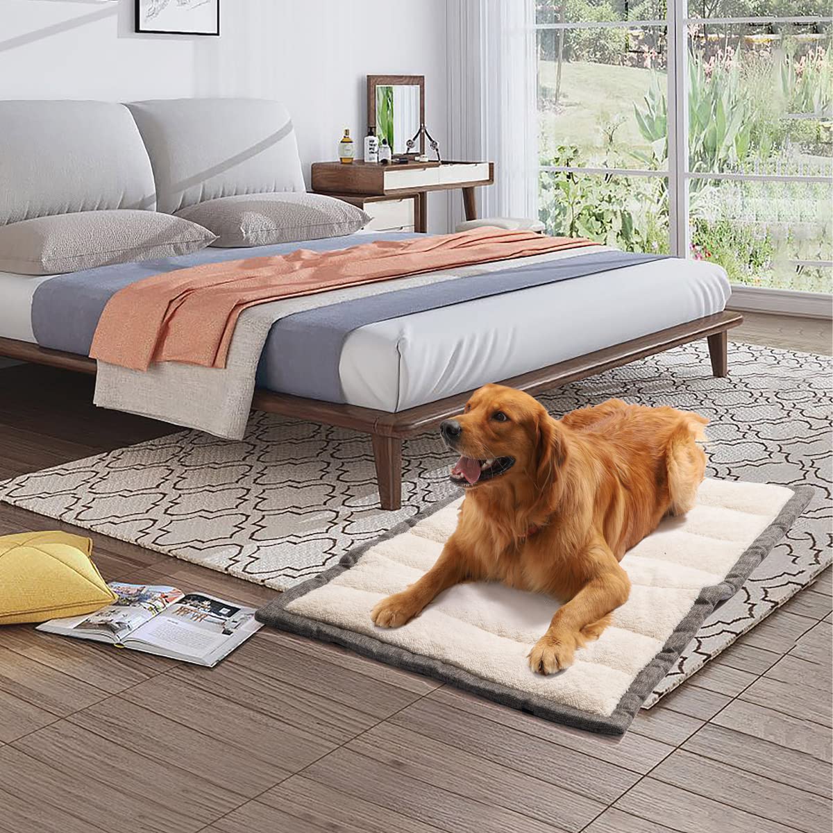 Vmgreen Travel Dog Bed, Rollup Crate Mat, Kennel Pad, Pet Camping Gear With Carry Handles For Medium Dog Or Cat, Super Soft, Mac