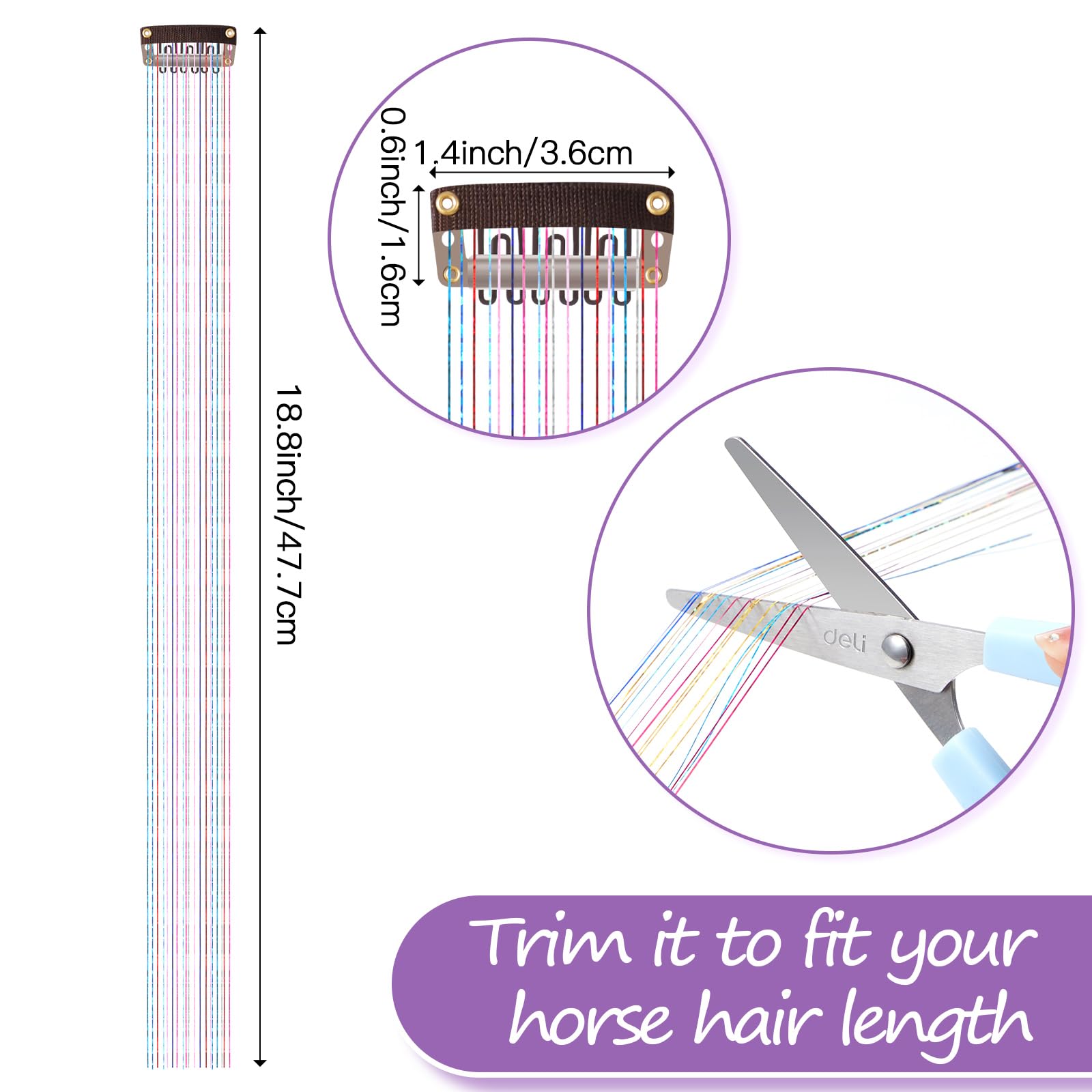 Juexica 18 Pcs Horse Accessory Clip In Hair Extensions For Mane And Tail Tack Horse Stuff Pony Hair Tinsel For Real Horses Weste