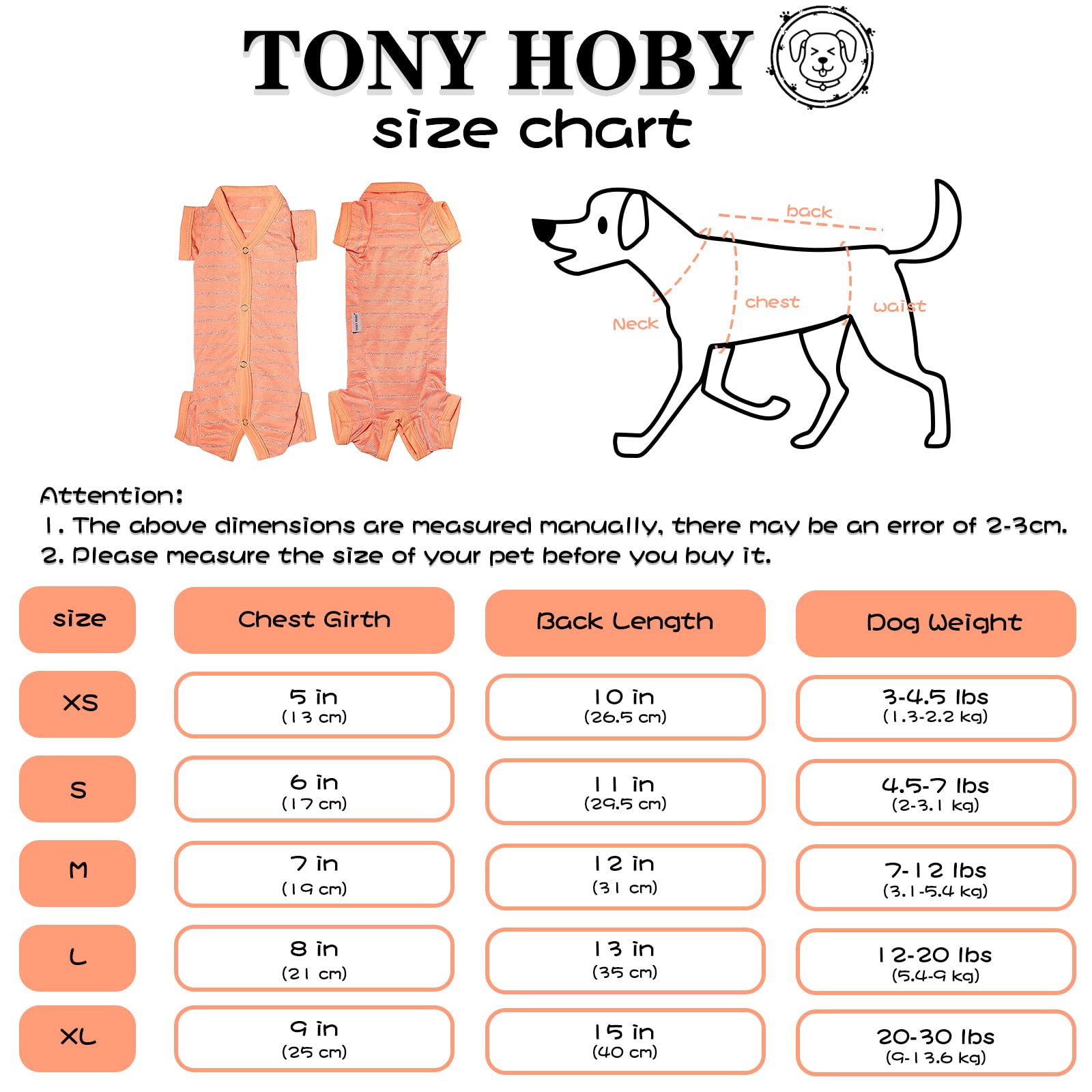 Tony Hoby Dog Pajamas, Dog Recovert Suit 4 Legs, Dog Shirt Breathable In Summer For Small Medium Dog (Orange, Girl, L)