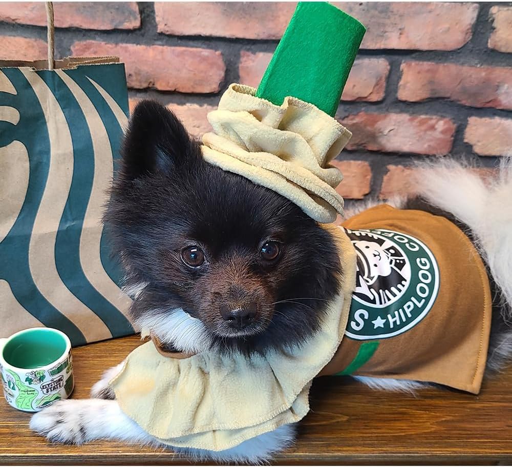 Latte Dog Costume Dog Halloween Costume, Coffee Dog Costumes Halloween Christmas Pet Cat Costume, Pet Costumes For Small Medium