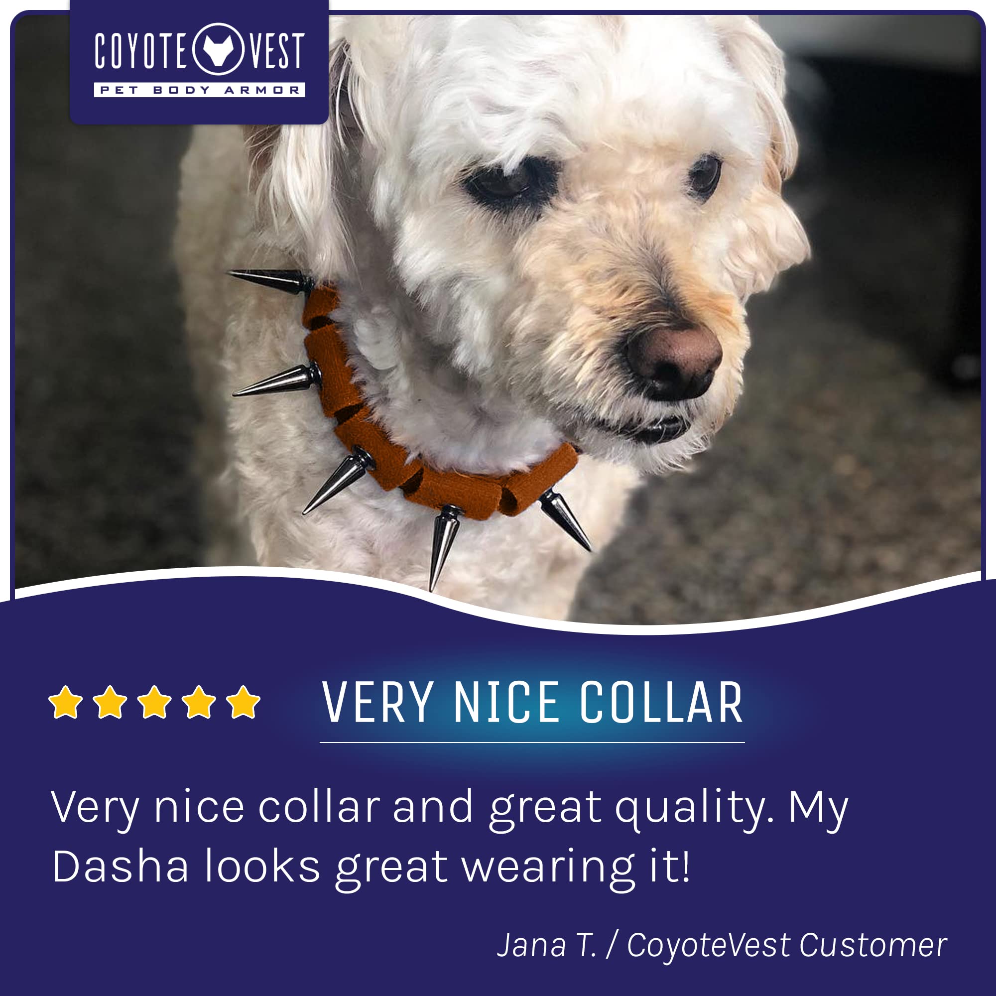 Coyotecollar Spiked Dog Collar - Brown Large Spike Collar For Dogs, Adjustable Spiked Collar, Studded Dog Spike Collar, And Coyo