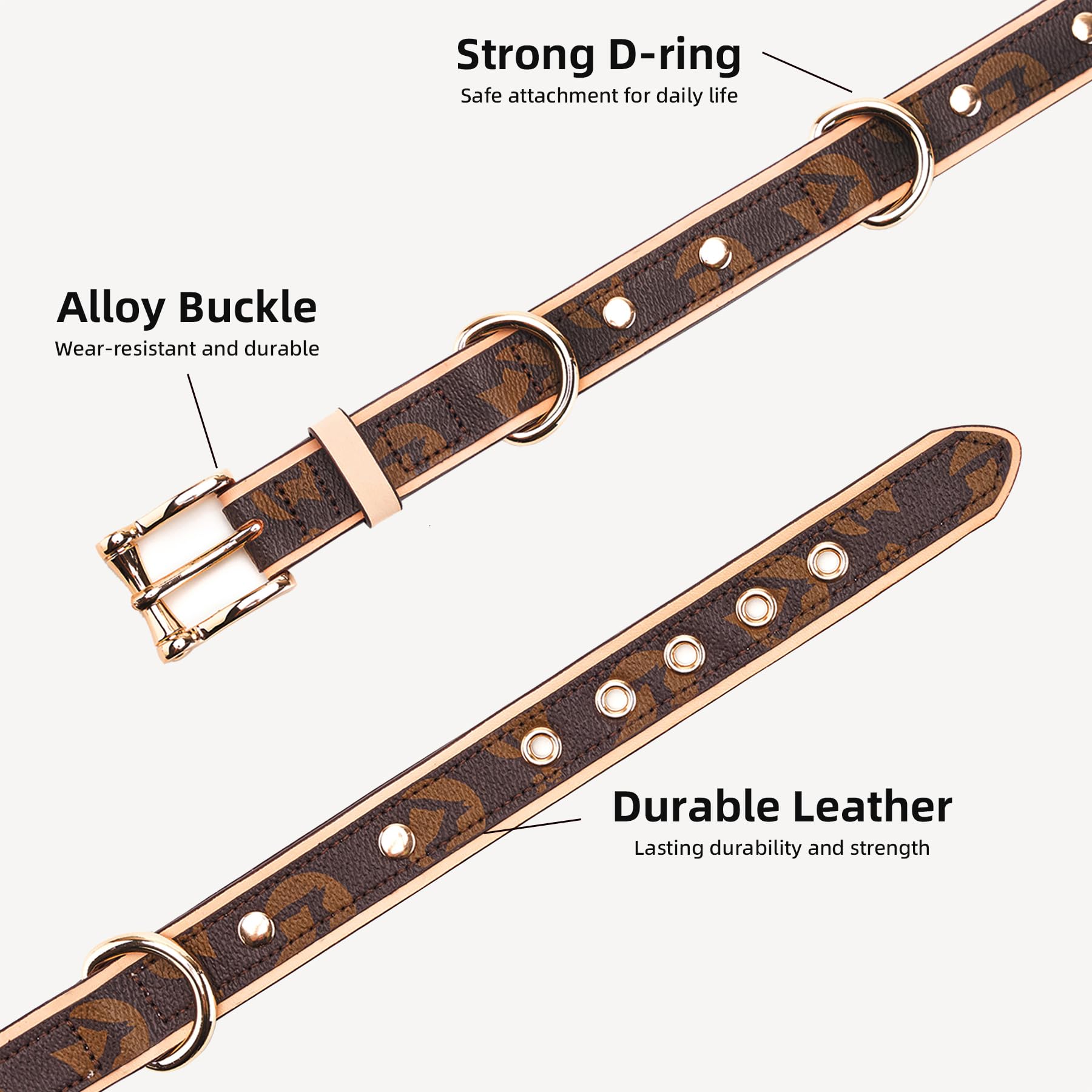 Blu&Ben Leather Dog Collars Classic Soft Padded Leather Stylish Breathable Collar For Small Medium Large Dogs