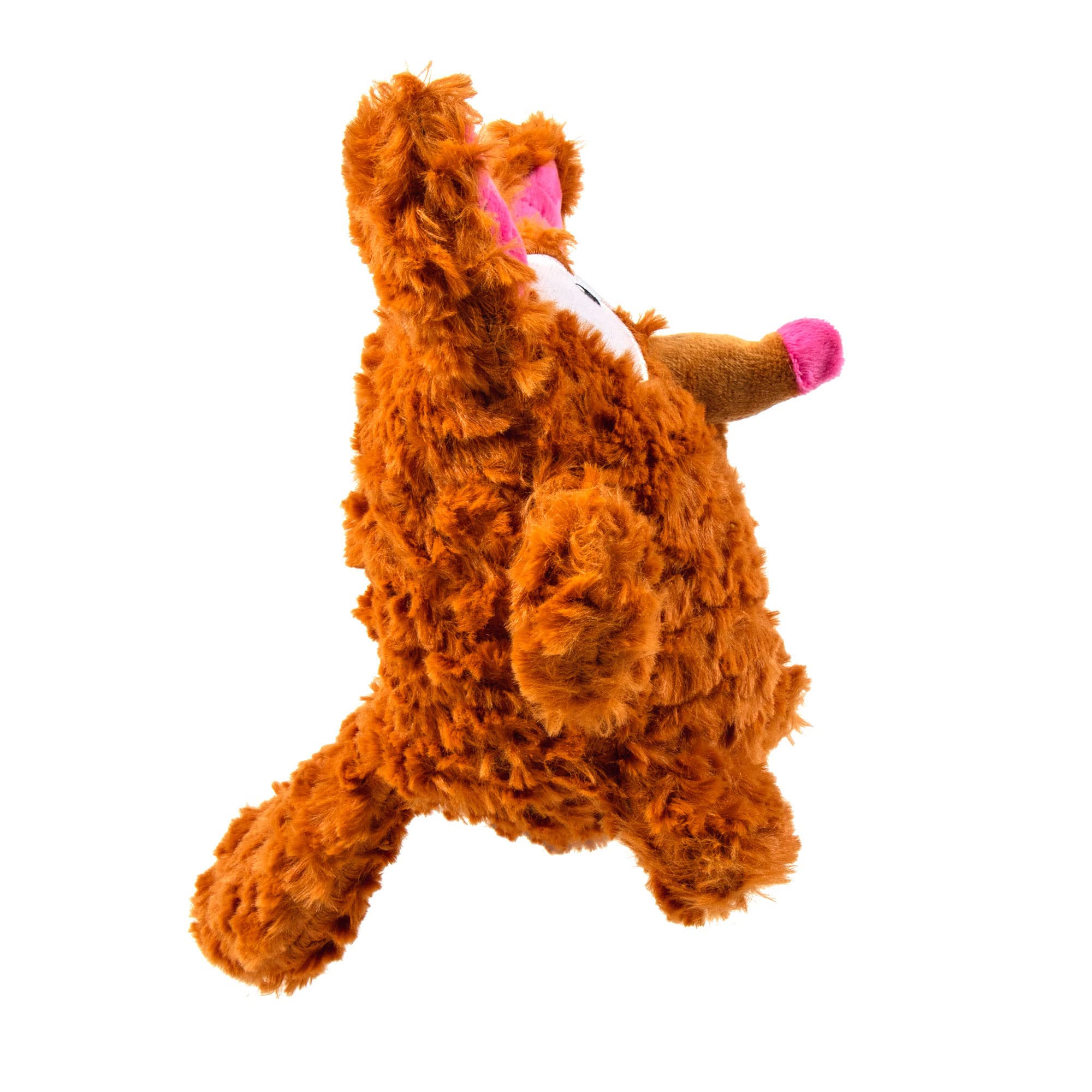 Godog Playclean Bush Squeaky Plush Dog Toy With Odor-Eliminating Essential Oils, Chew Guard Technology - Brown, Large