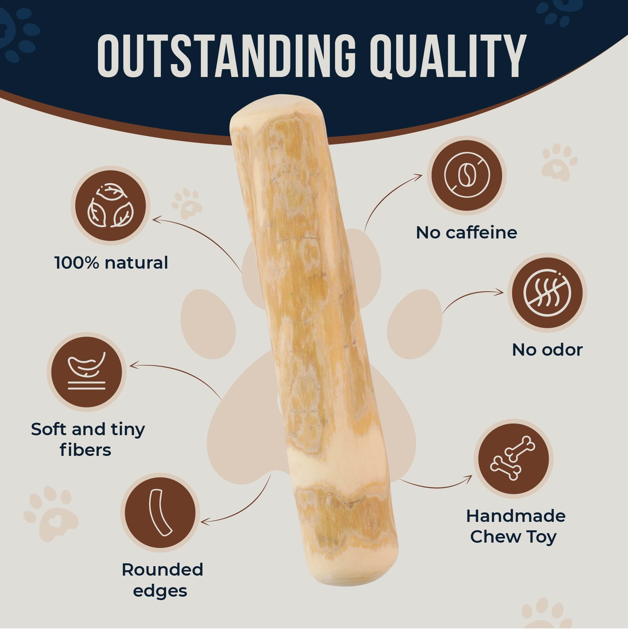 Gowgow Real Coffee Wood Chews For Dogs 11-20 Lbs, 6.5'', 2 Pack, Xs - 100% Natural Puppy Teething Toys, Stress Relief, Dog Healt