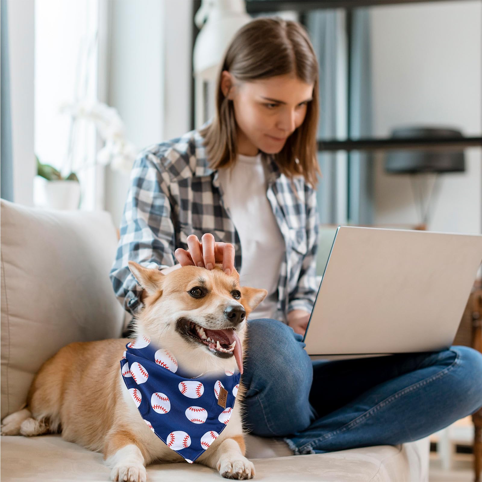 2Pcs Baseball Dog Bandana Red Blue Sports Ball Theme Triangle Pet Scarf Cute Adjustable For Pet Birthday Party Costume Accessori