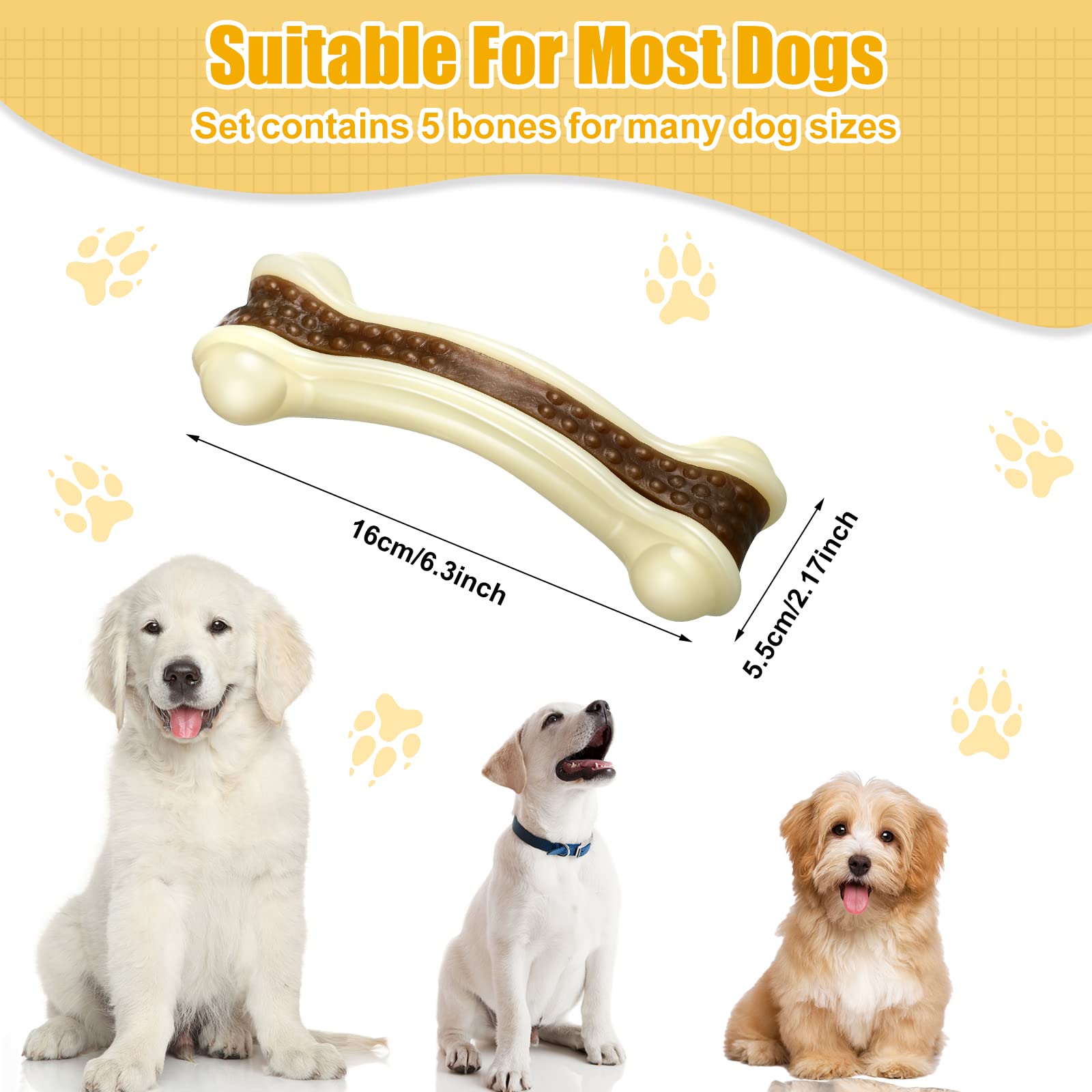 Sosation Dog Toys For Aggressive Chewers Indestructible Nylon Dog Bones Beef Flavor Teething Chew Toys Bones For Large Puppies(X