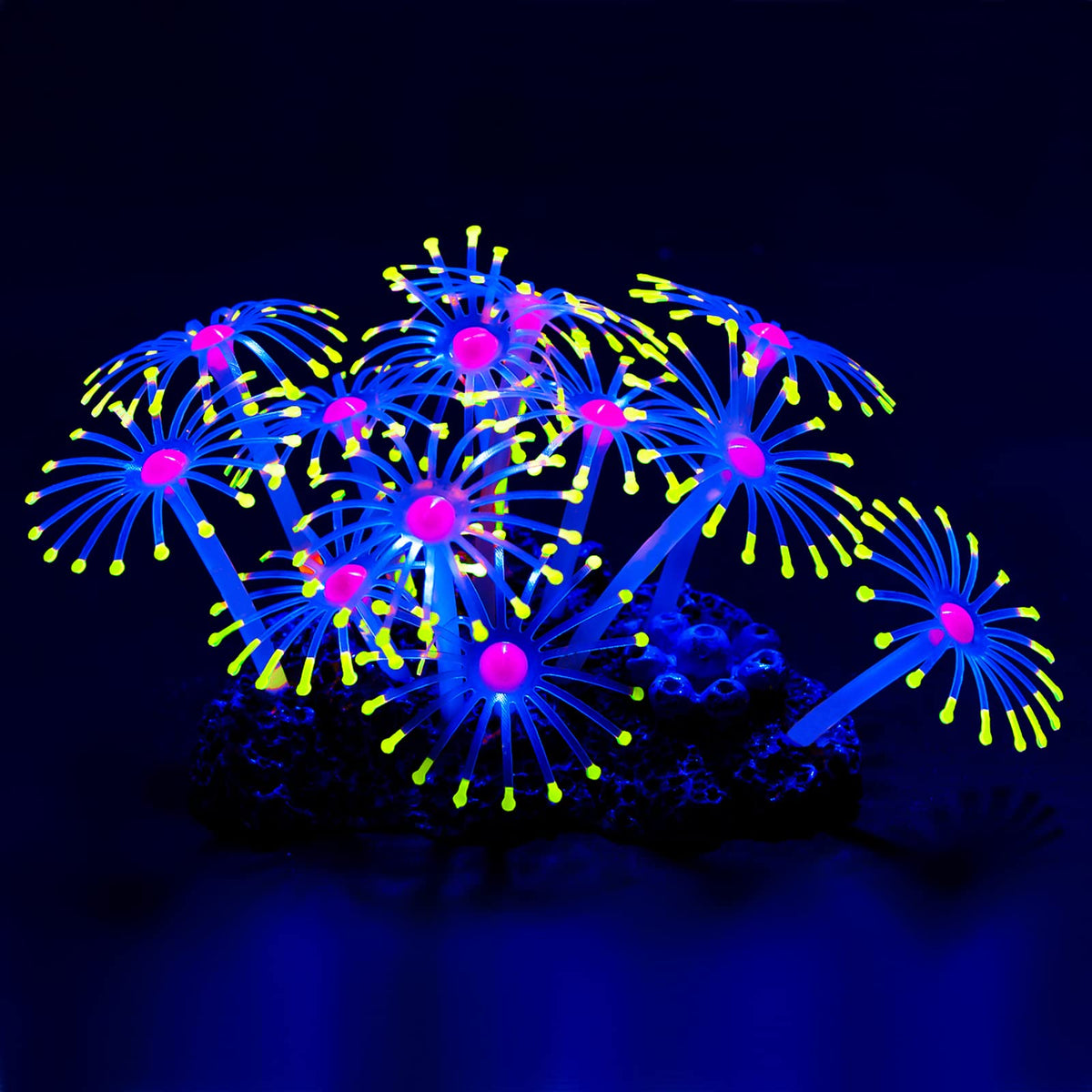Uniclife Glowing Effect Artificial Coral Plant For Fish Tank, Decorative Aquarium Ornament (Yellow)