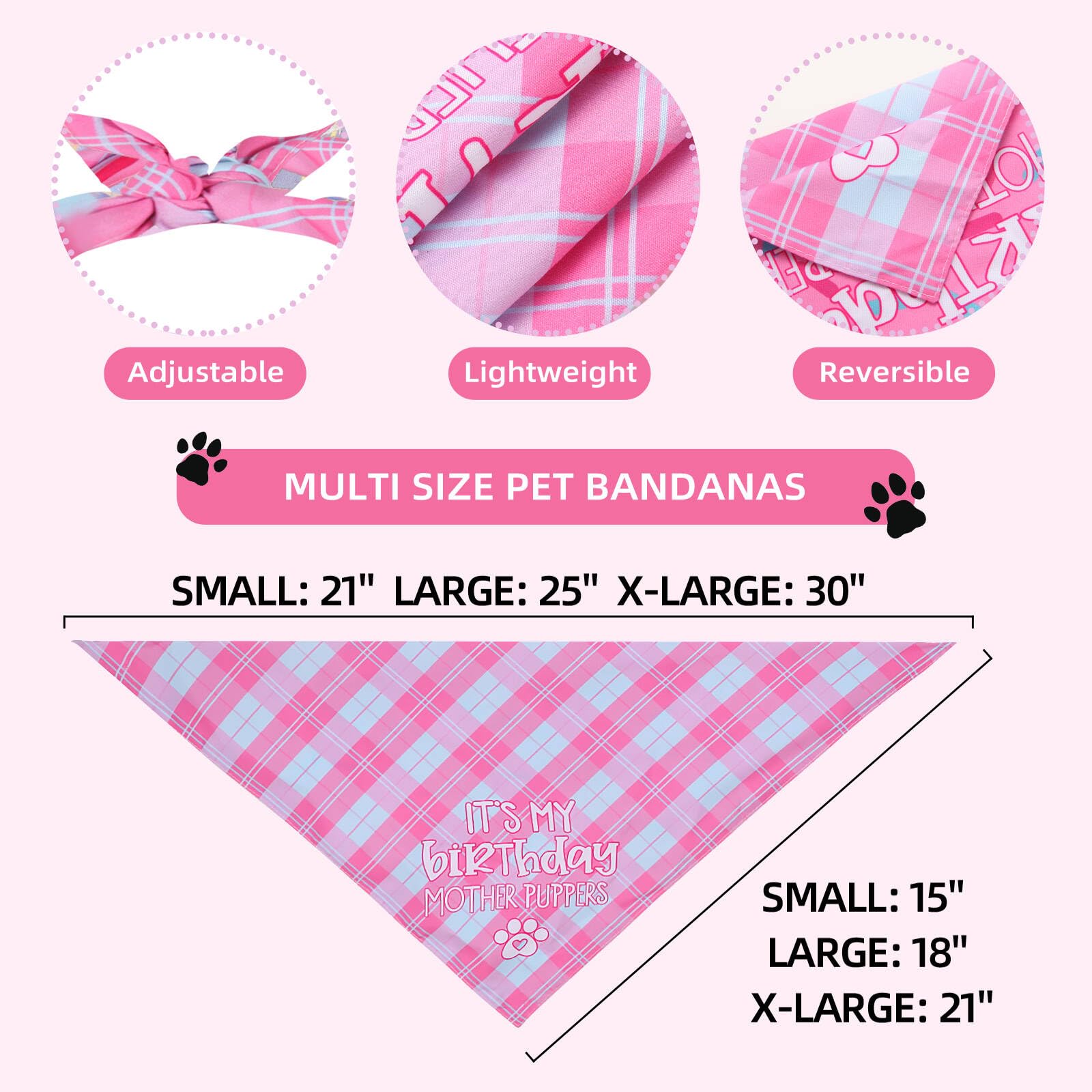 Gofshy Dog Birthday Bandana Small Reversible Multi Size Offered For Dog Birthday Girl, Dog Birthday Party Supplies For Xsmall To