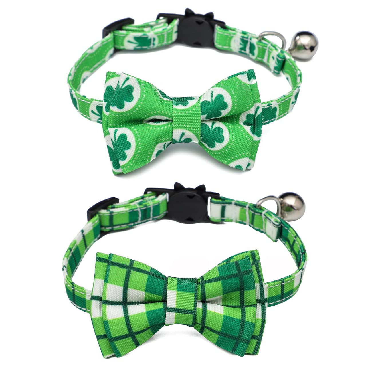 Bnibol 2-Pack Breakaway Cat Collars With Removable Double-Layer Bow Tie And Bell For Boy And Girl Cats,Safety Kitten Collars Sui