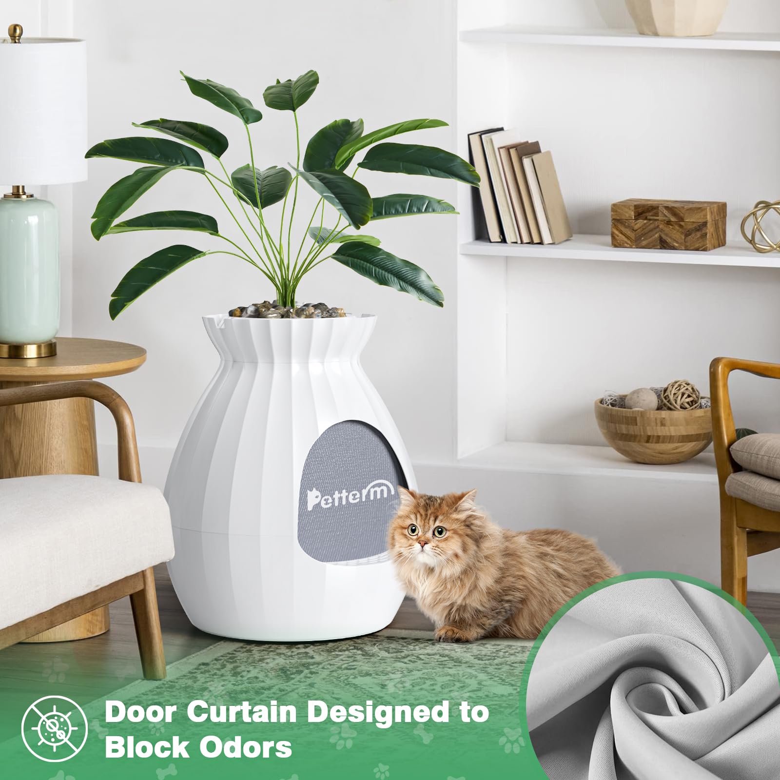 Plant Litter Box Equipped With Odor Removal System,Hidden Cat Planter Litter Box Enclosure For Big Cats,Enclosed Secret Cat Litt