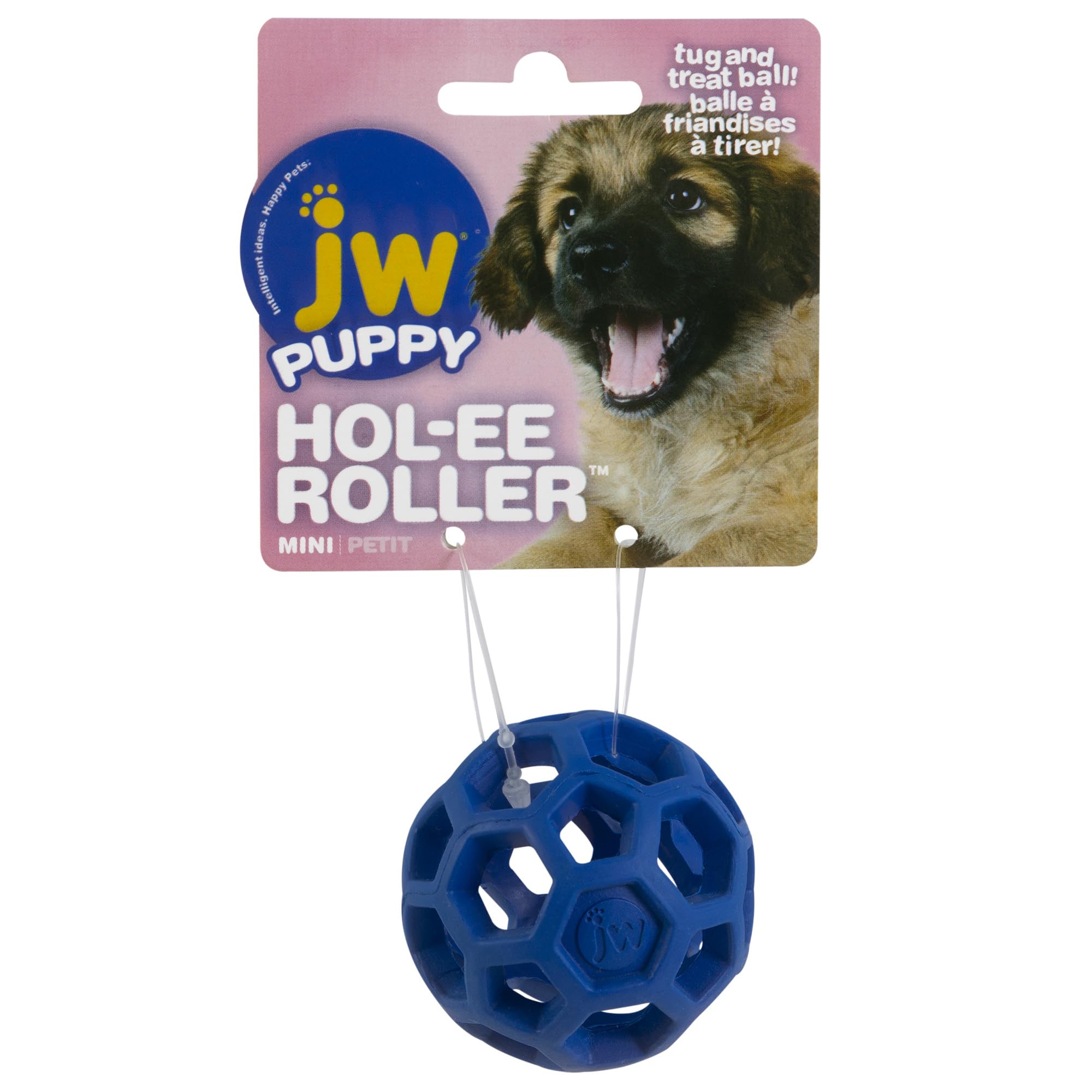 JW Pet HOL-ee Roller Dog Toy Puzzle Ball, Natural Rubber, Mini (1.75 Inch Diameter), Colors May Vary