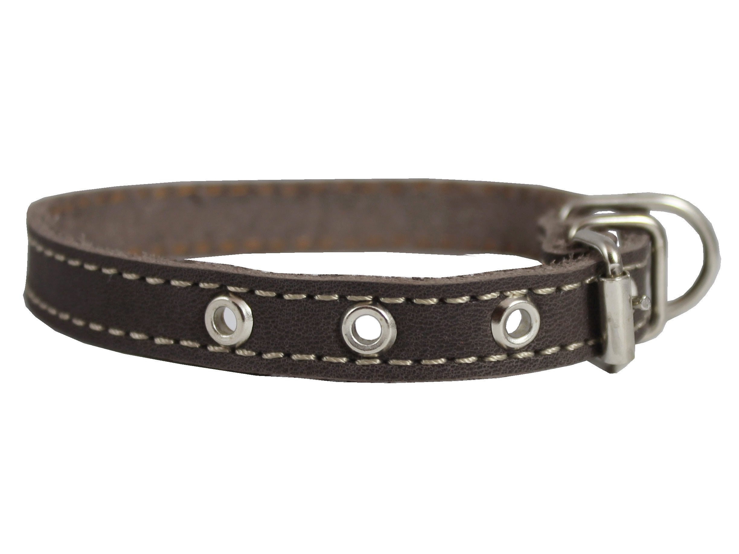 Brown Real Leather Dog Collar 9.5'-13' Neck Size, 1/2' Wide Yorkshire Terrier, Puppies
