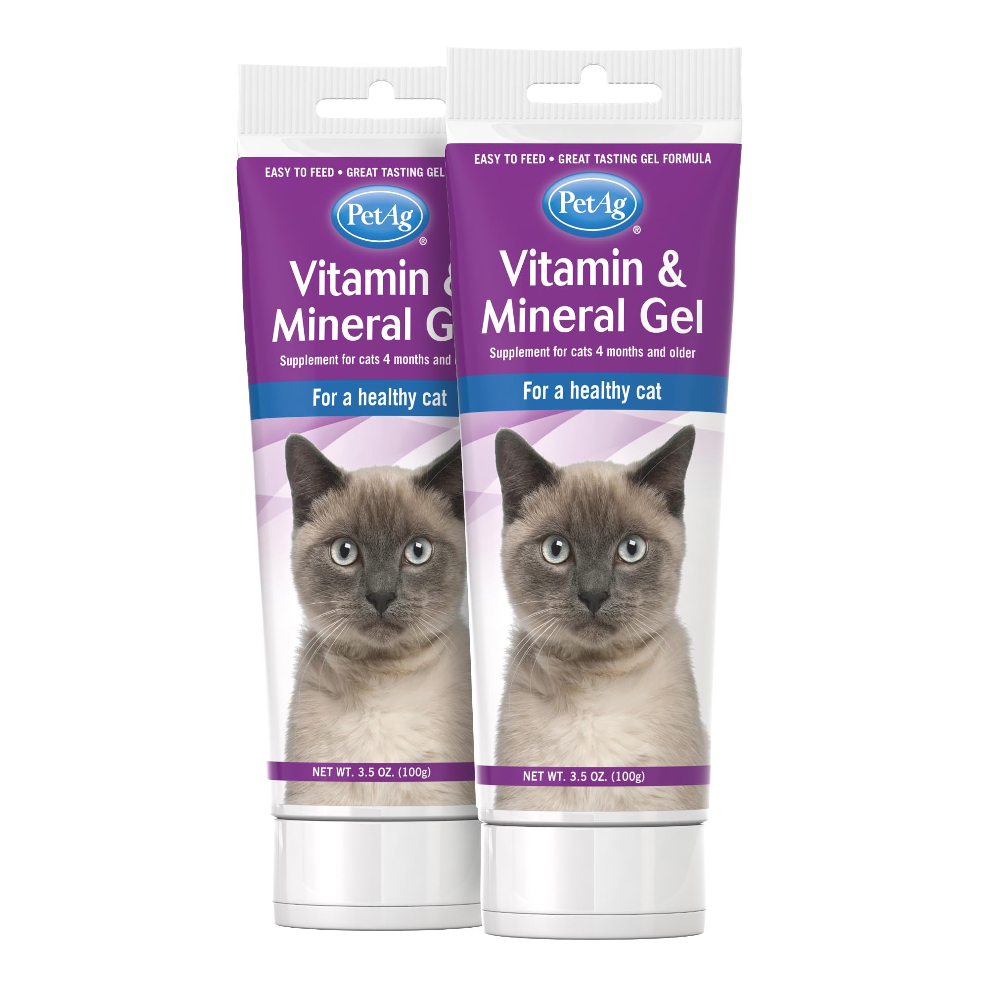 PetAg Vitamin & Mineral Gel Supplement for Cats - 3.5 oz, Pack of 2 - Provides Basic Daily Vitamins & Minerals for Cats 4 Months